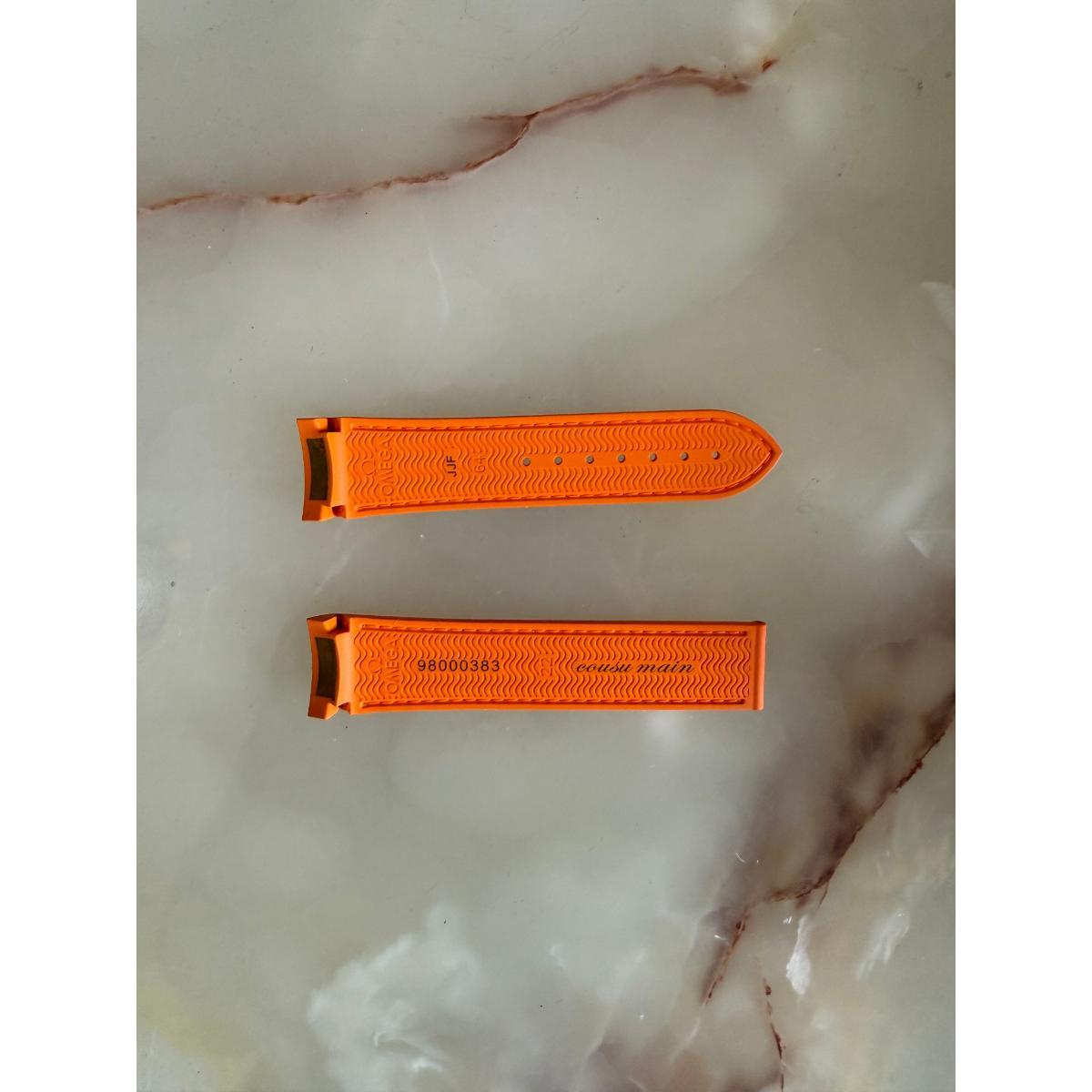 Authentic Omega Orange Rubber Watch Strap Band 22mm 98000383
