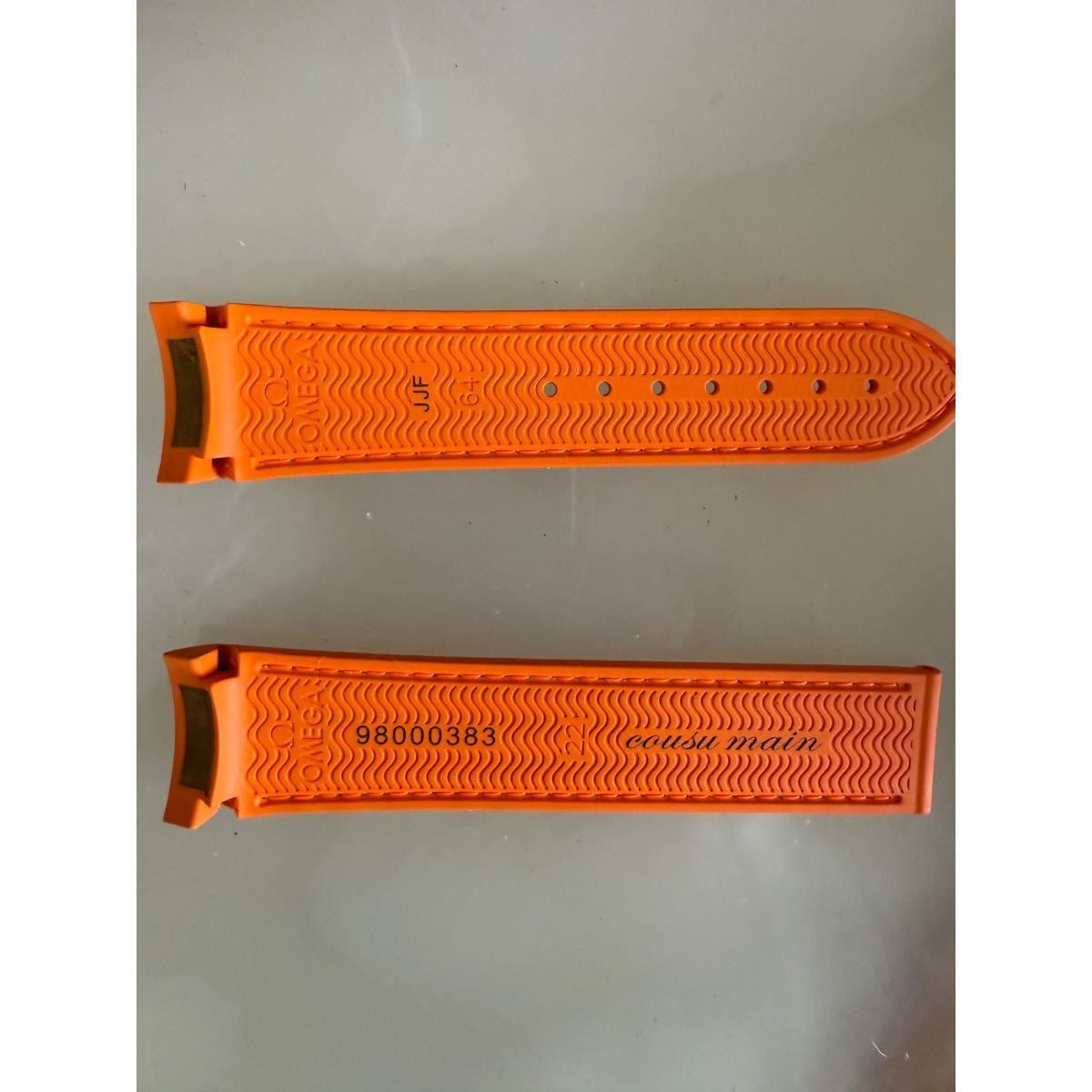 Authentic Omega Orange Rubber Watch Strap Band 22mm 98000383