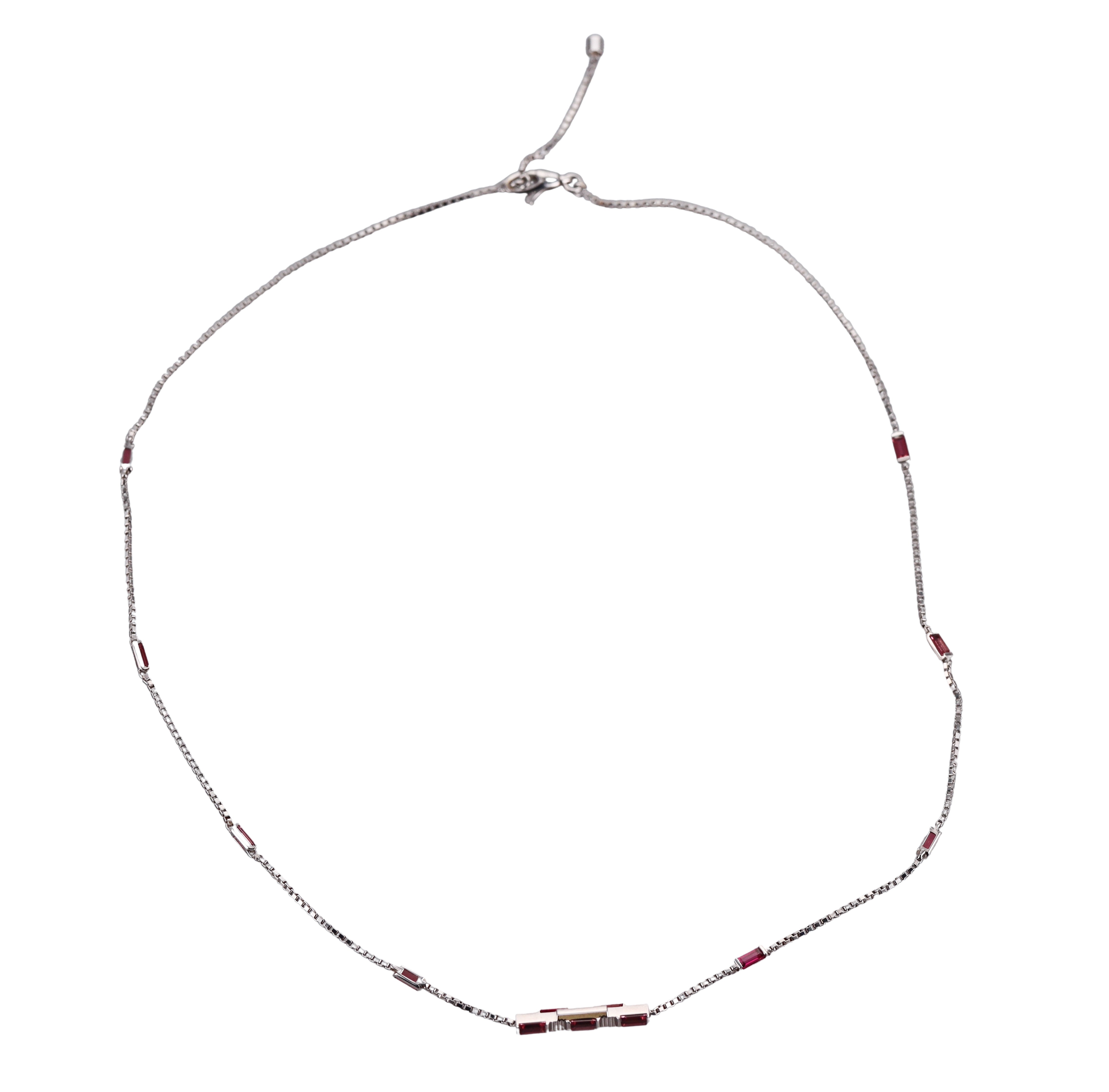 18k White Gold Gucci Rubellite Link to Love Necklace Retail $4300