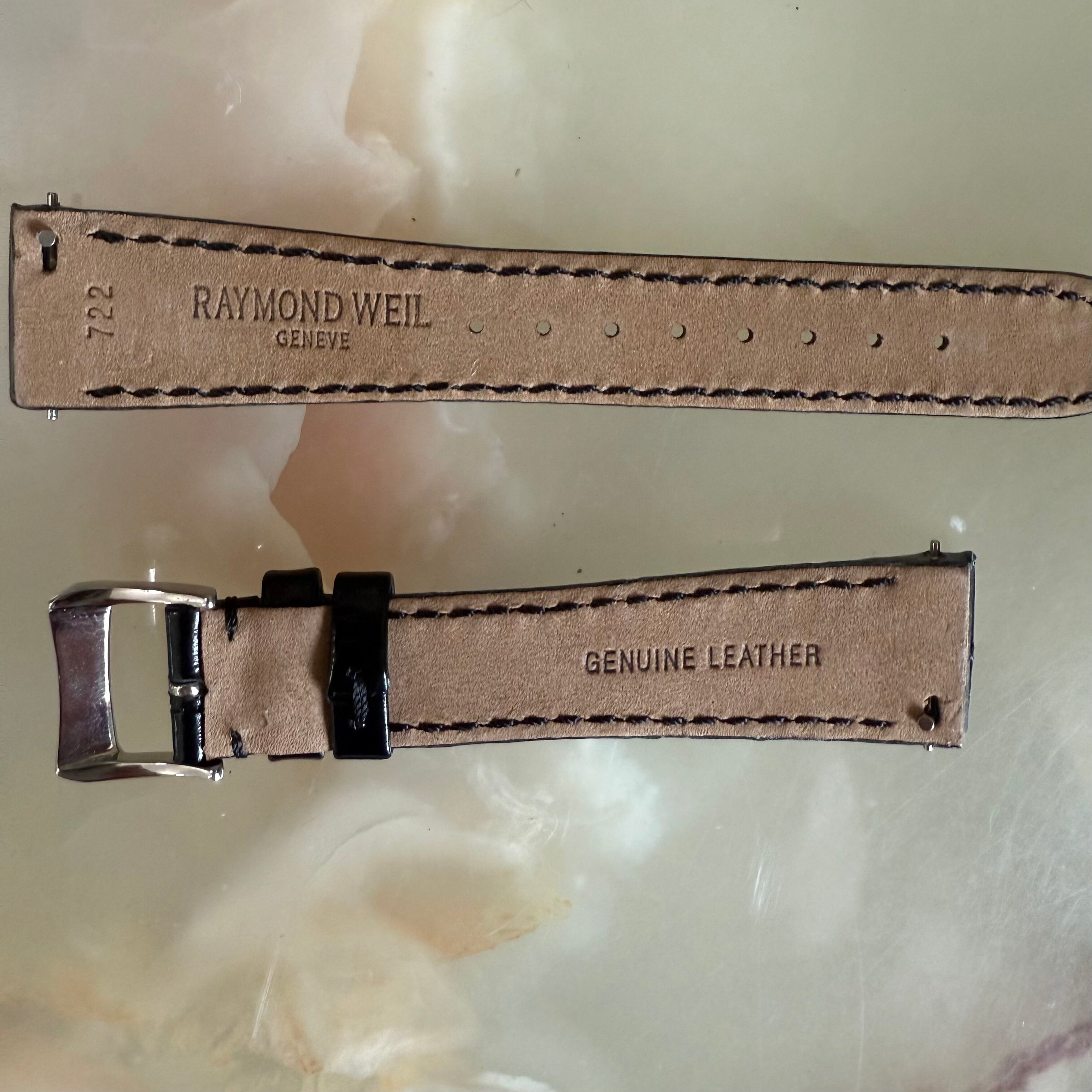 Authentic Raymond Weil Black Croco Leather Watch Strap Band 17mm w Buckle
