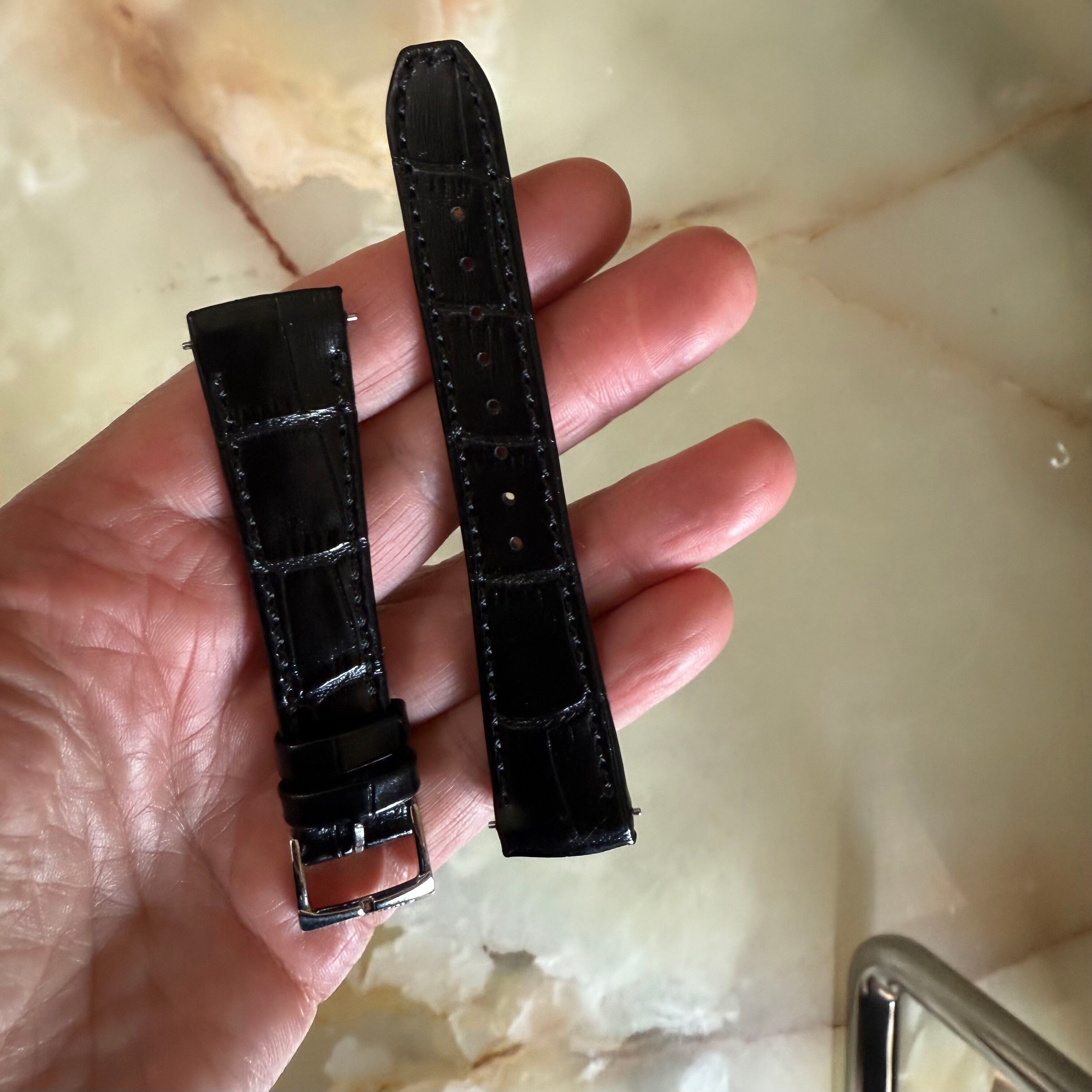 Authentic Raymond Weil Black Croco Leather Watch Strap Band 17mm w Buckle