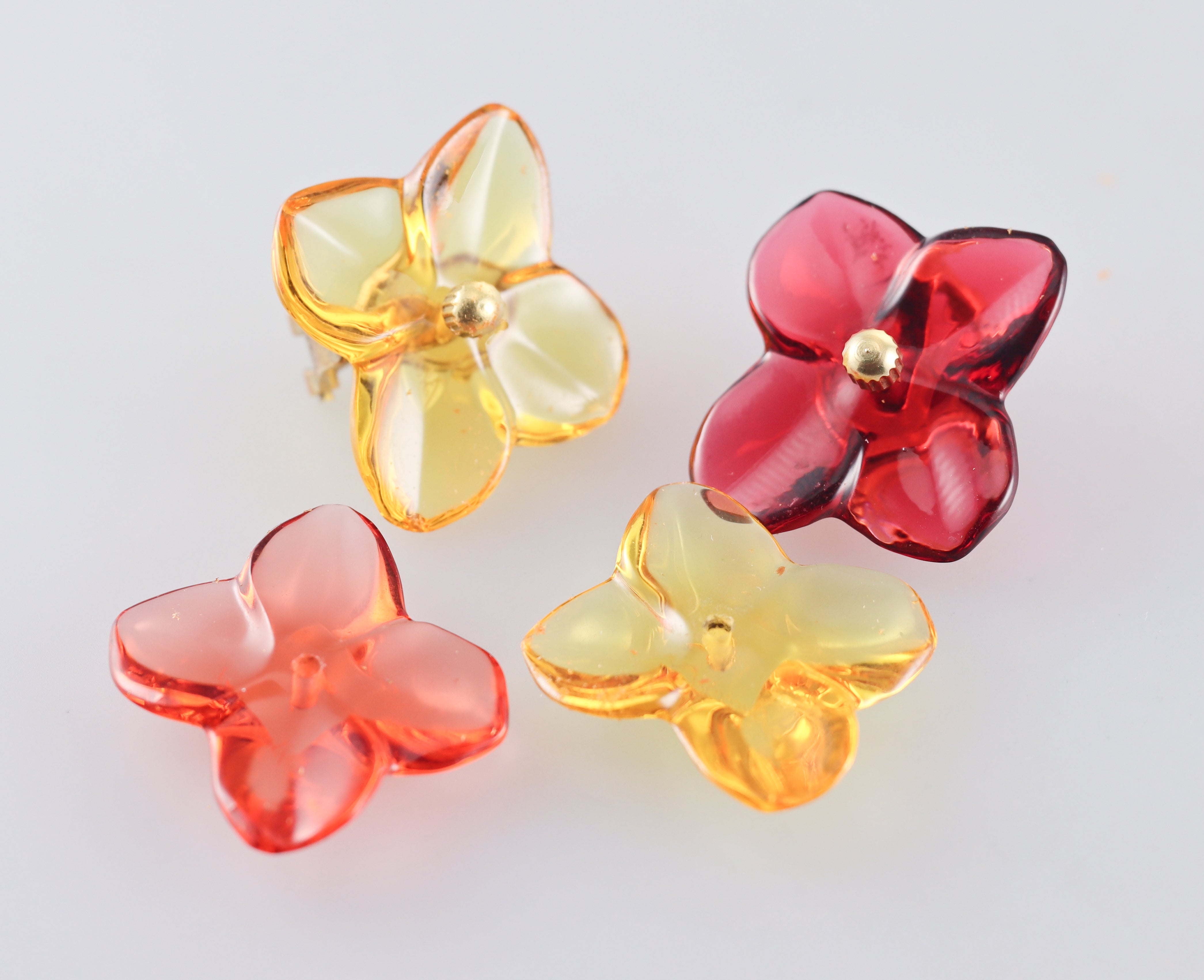 Baccarat 18k Gold Flower Crystal Earrings