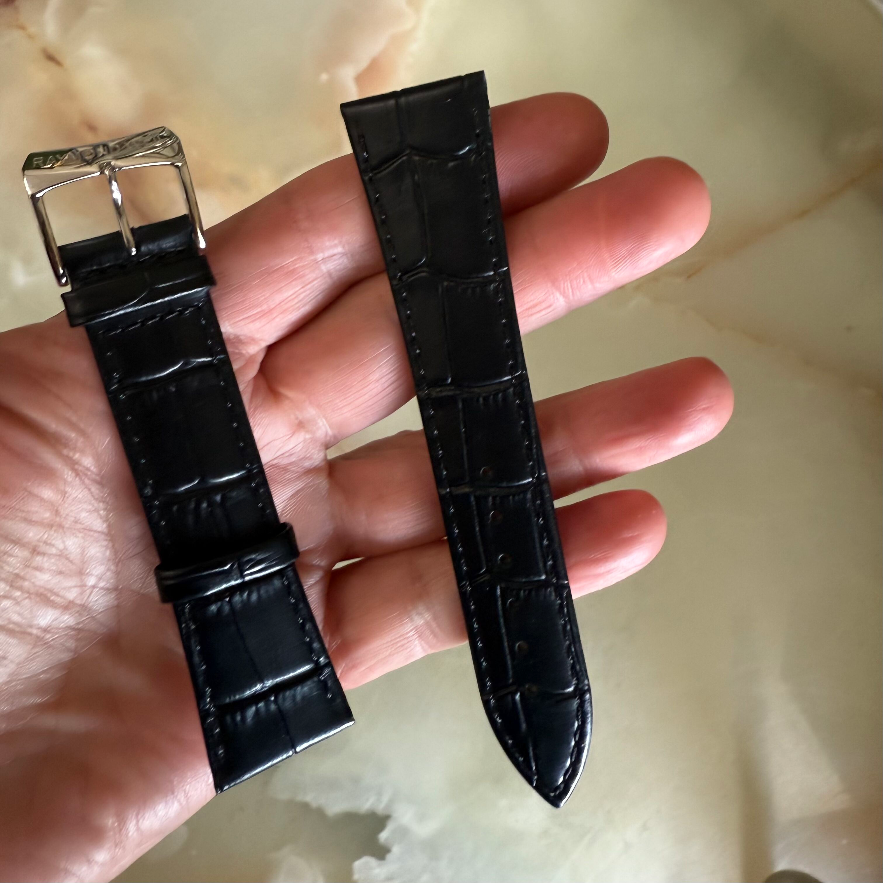 Authentic Raymond Weil Black Alligator Watch Strap Band 22mm w Buckle