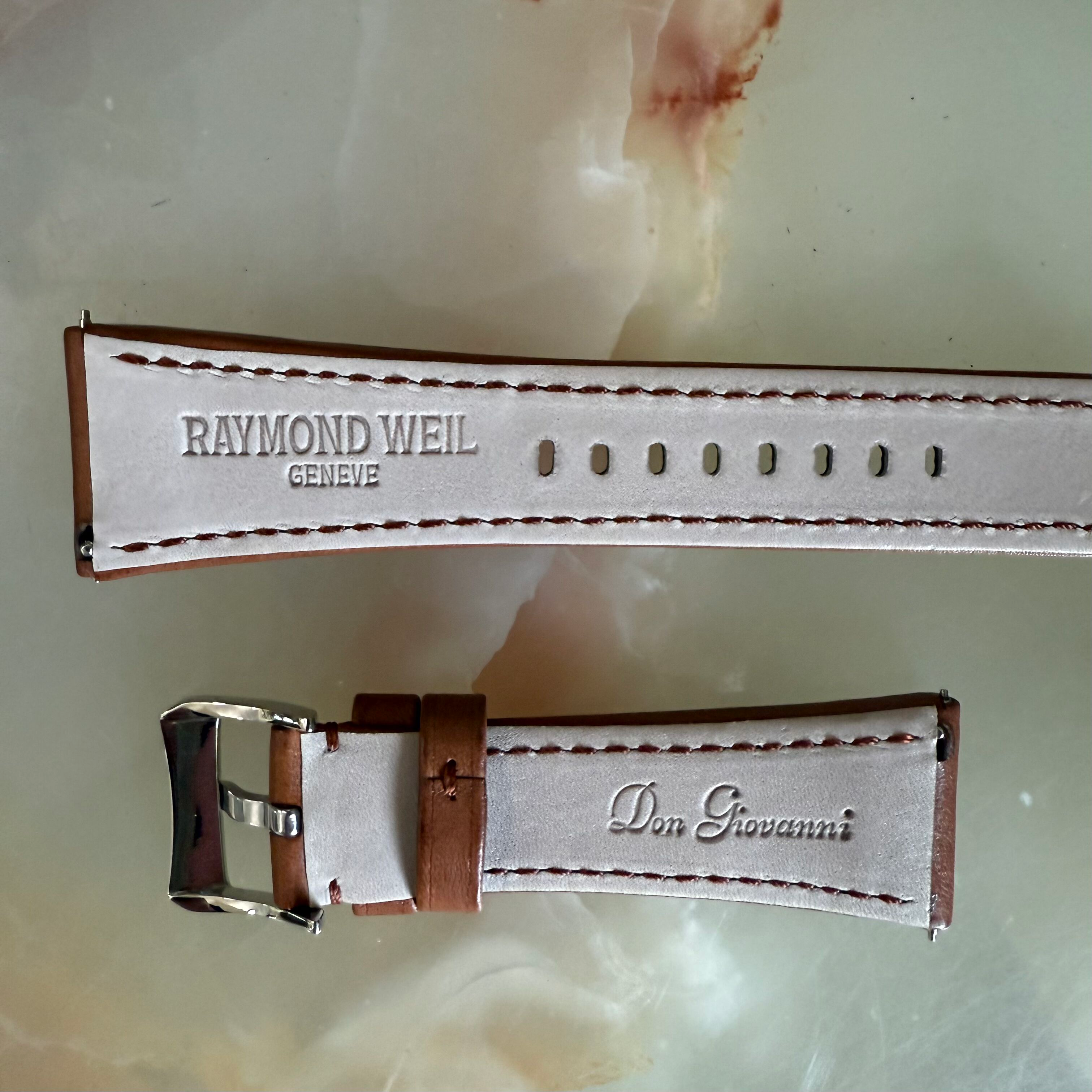 Authentic Raymond Weil Don Giovanni Brown Leather Watch Strap Band 26mm w Buckle