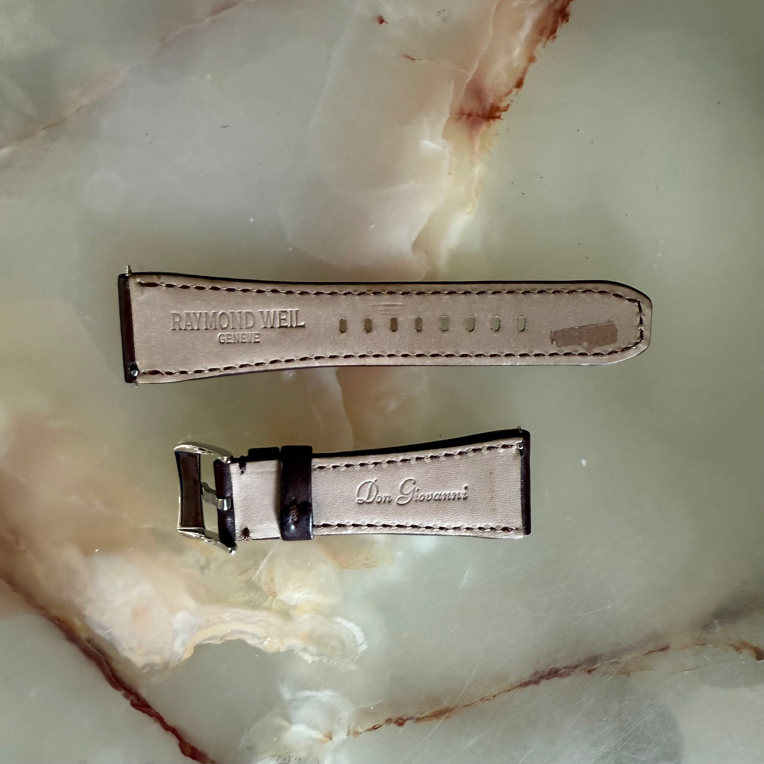 Authentic Raymond Weil Don Giovanni Brown Leather Watch Strap Band 26mm w Buckle