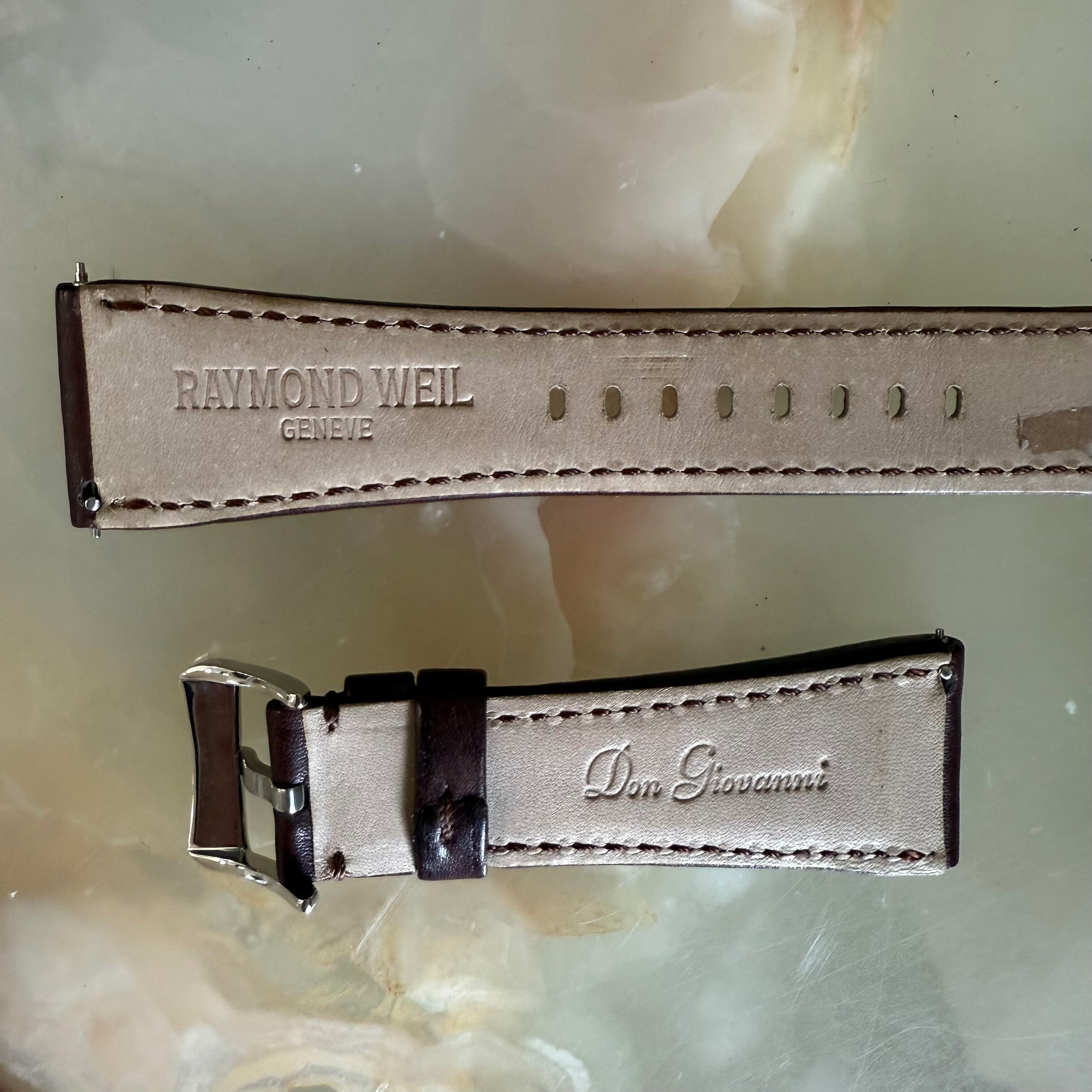 Authentic Raymond Weil Don Giovanni Brown Leather Watch Strap Band 26mm w Buckle