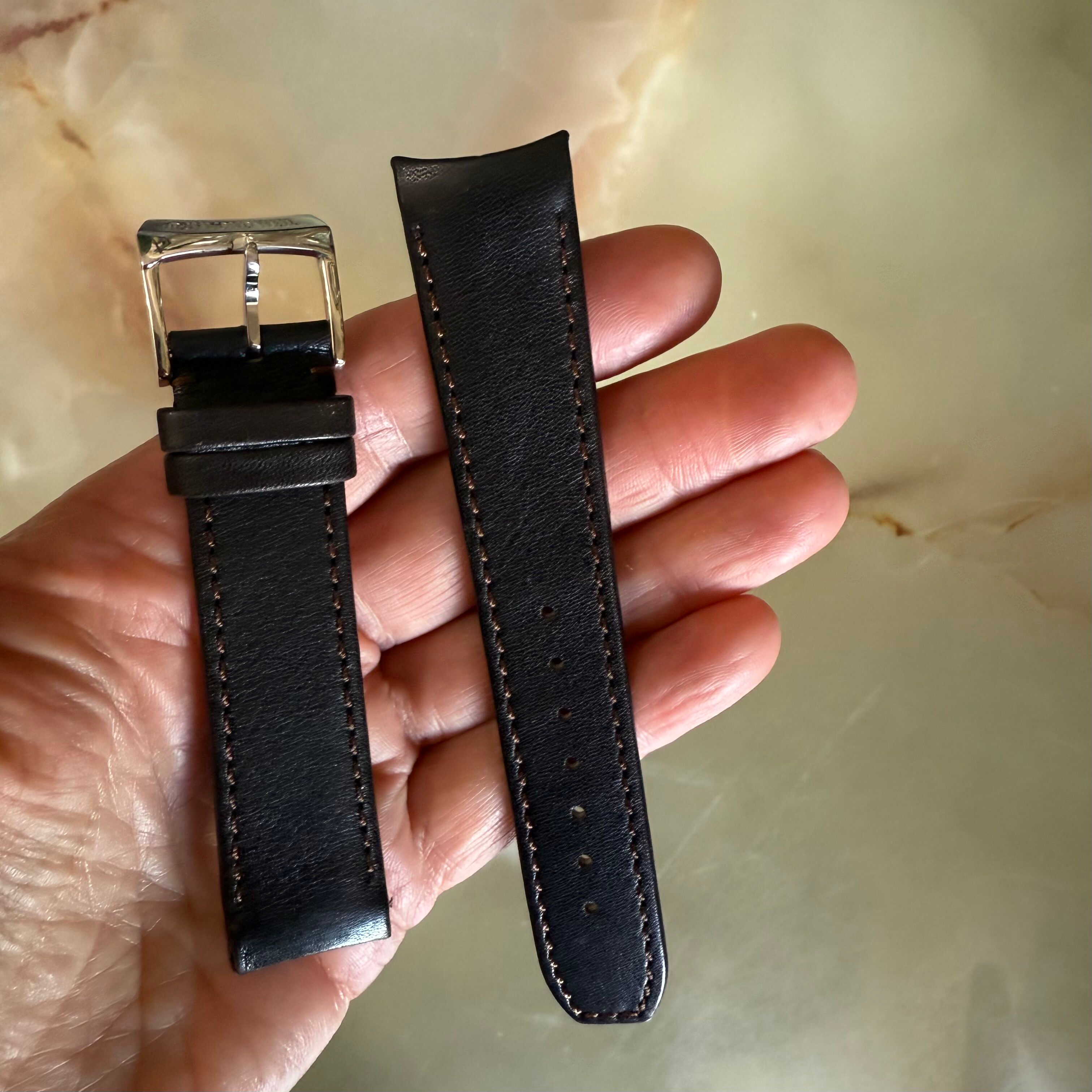 Authentic Raymond Weil Freelancer Brown Leather Watch Strap Band 19mm w Buckle DJBA 3 09