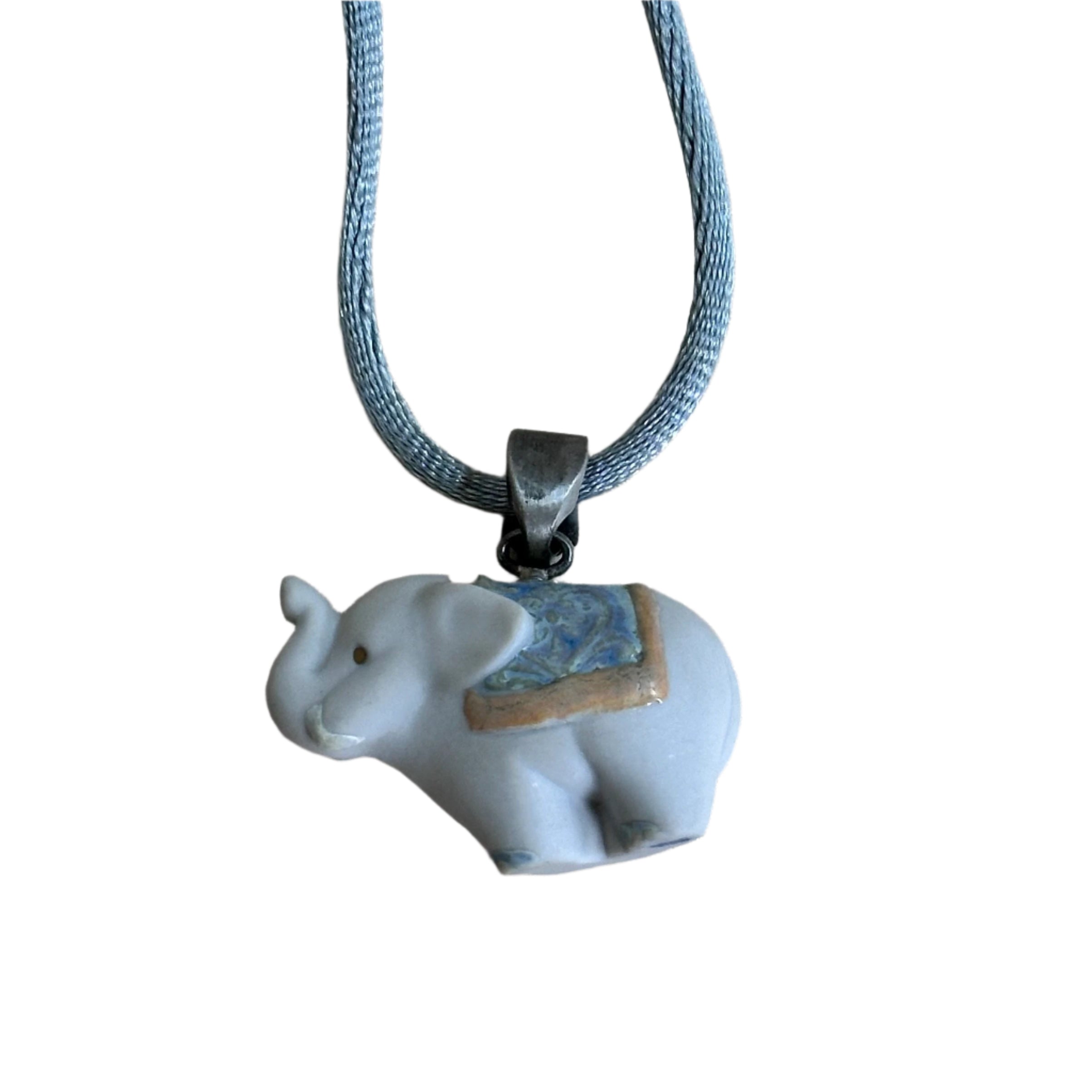 Talismania LLADRO Onwards Elephant Pendant on Silk Cord Necklace 01010019