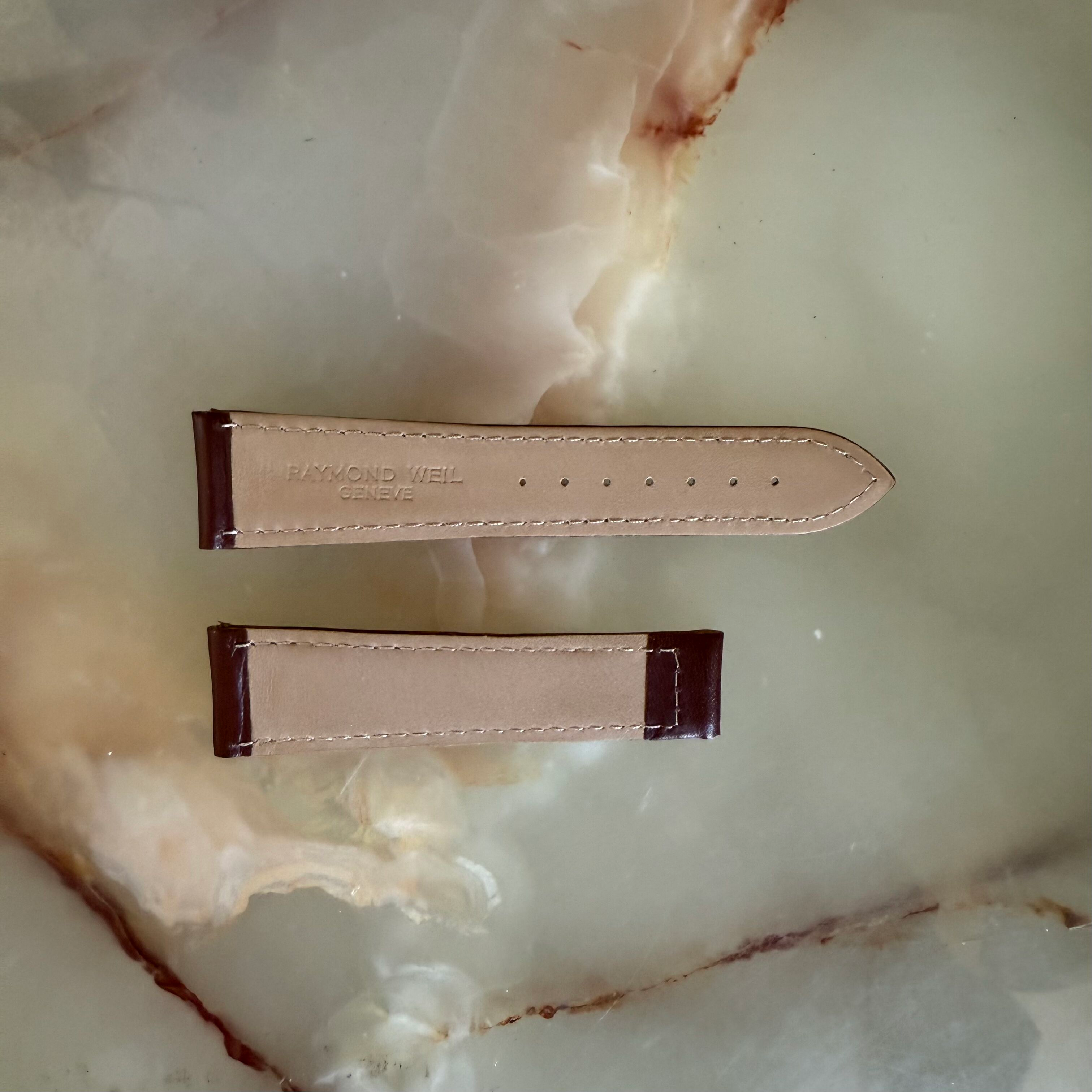 Authentic Raymond Weil Brown Leather Watch Strap Band 22mm