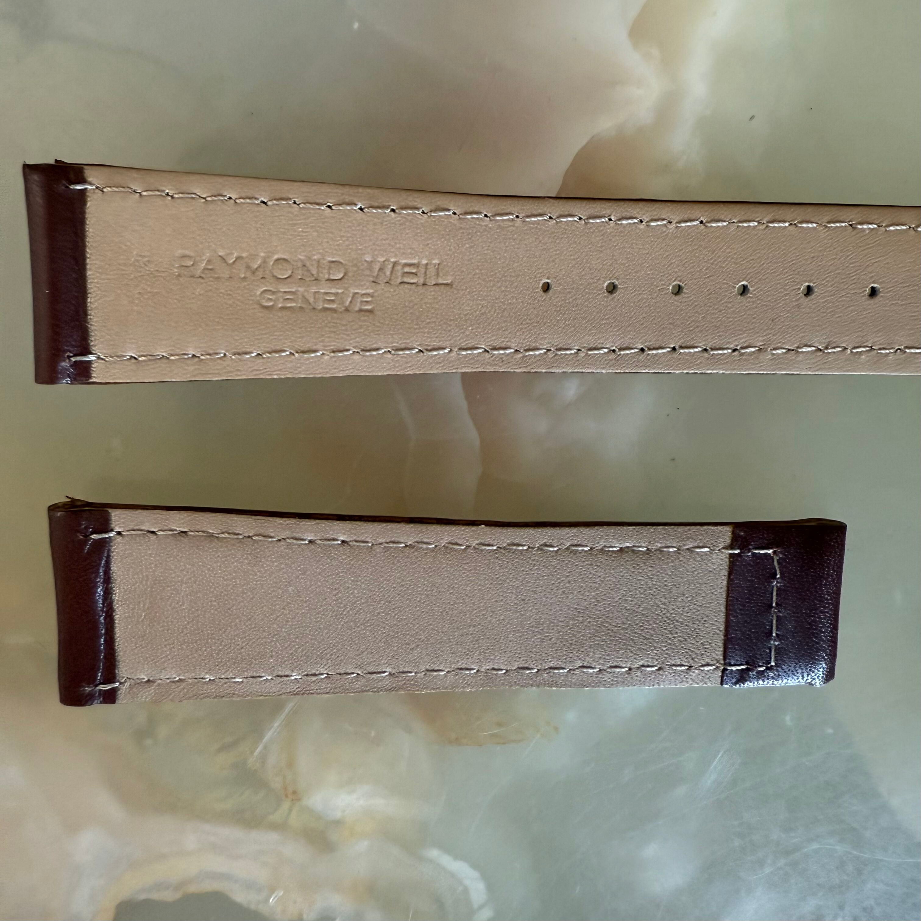 Authentic Raymond Weil Brown Leather Watch Strap Band 22mm