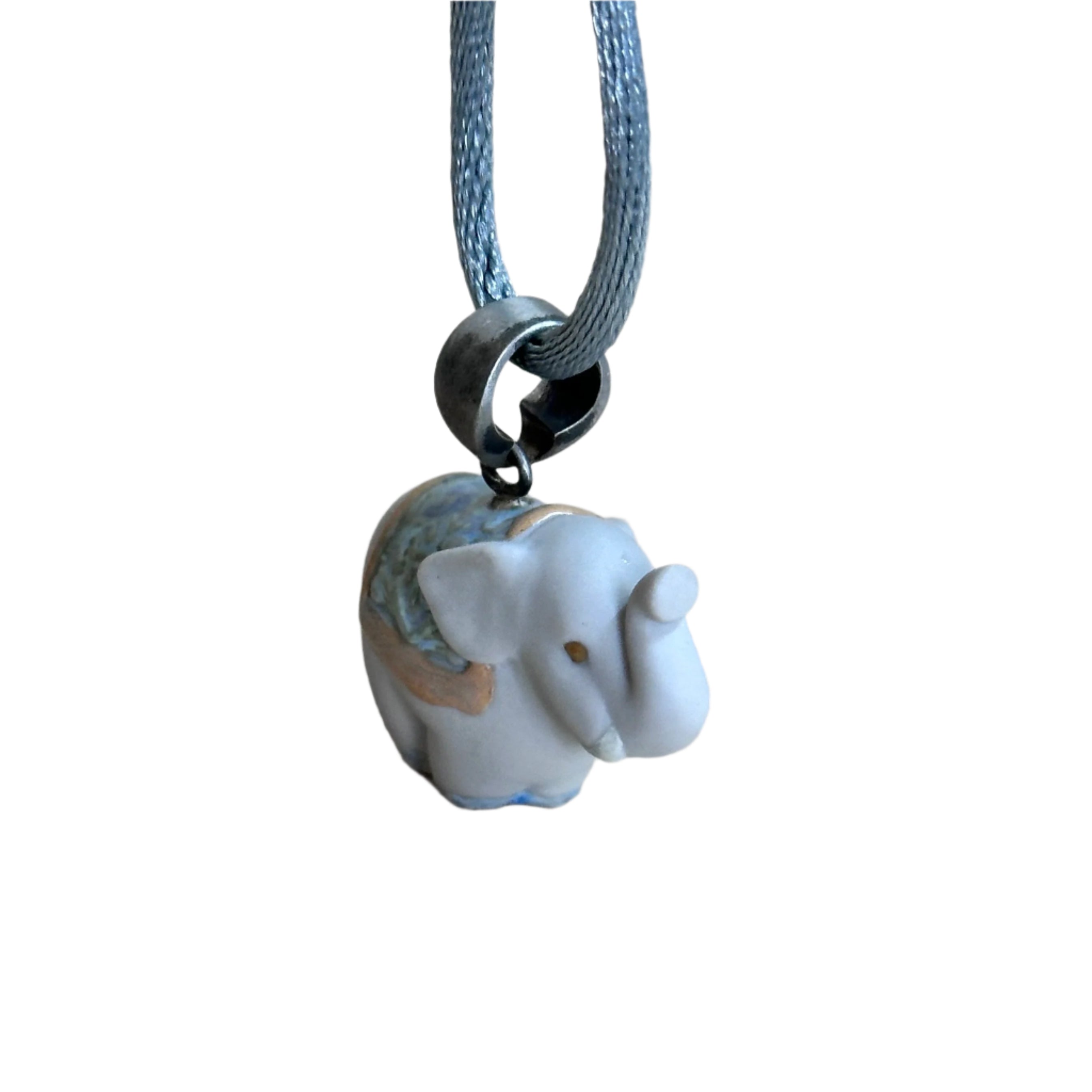 Talismania LLADRO Onwards Elephant Pendant on Silk Cord Necklace 01010019