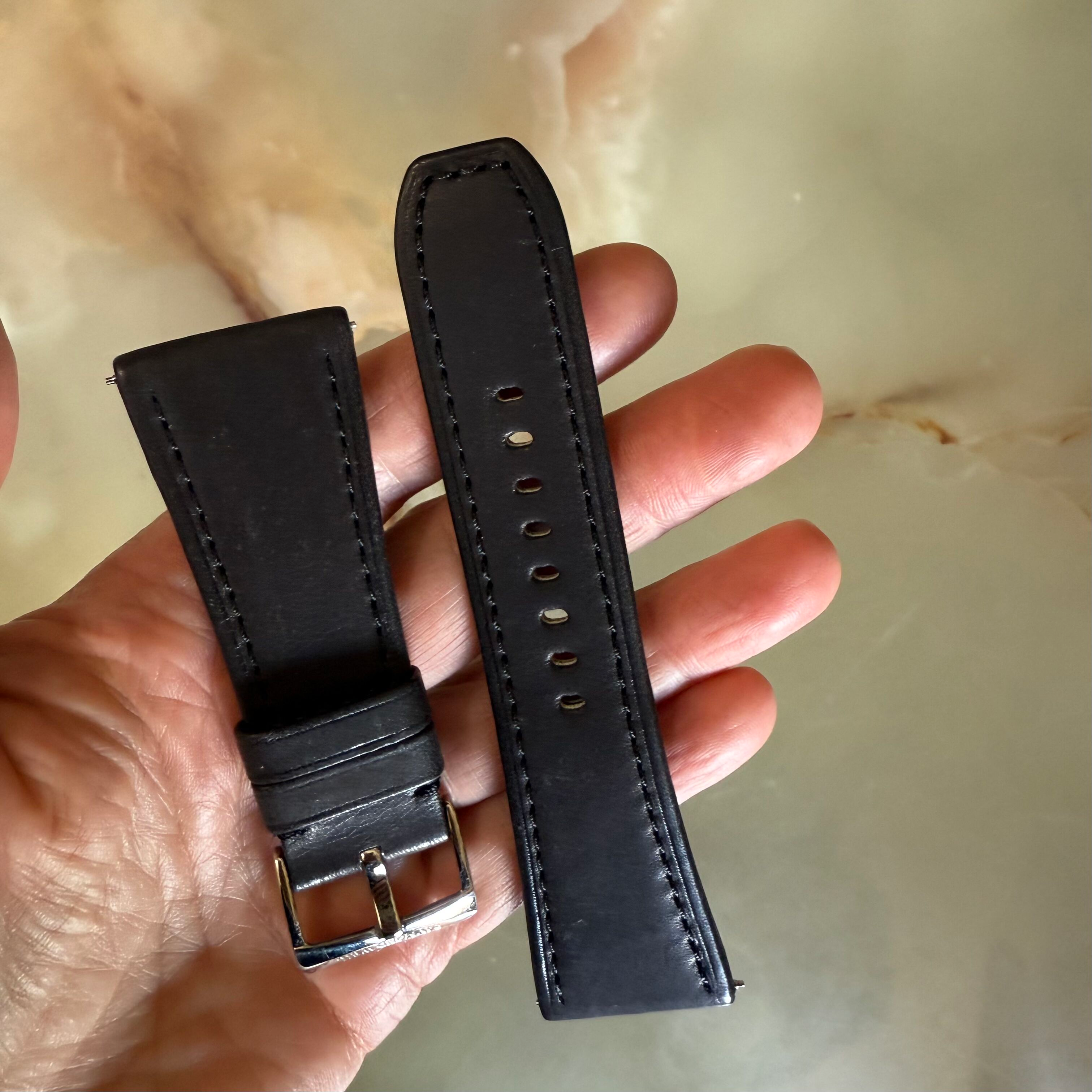 Authentic Raymond Weil Don Giovanni Black Leather Watch Strap Band 28mm w Buckle