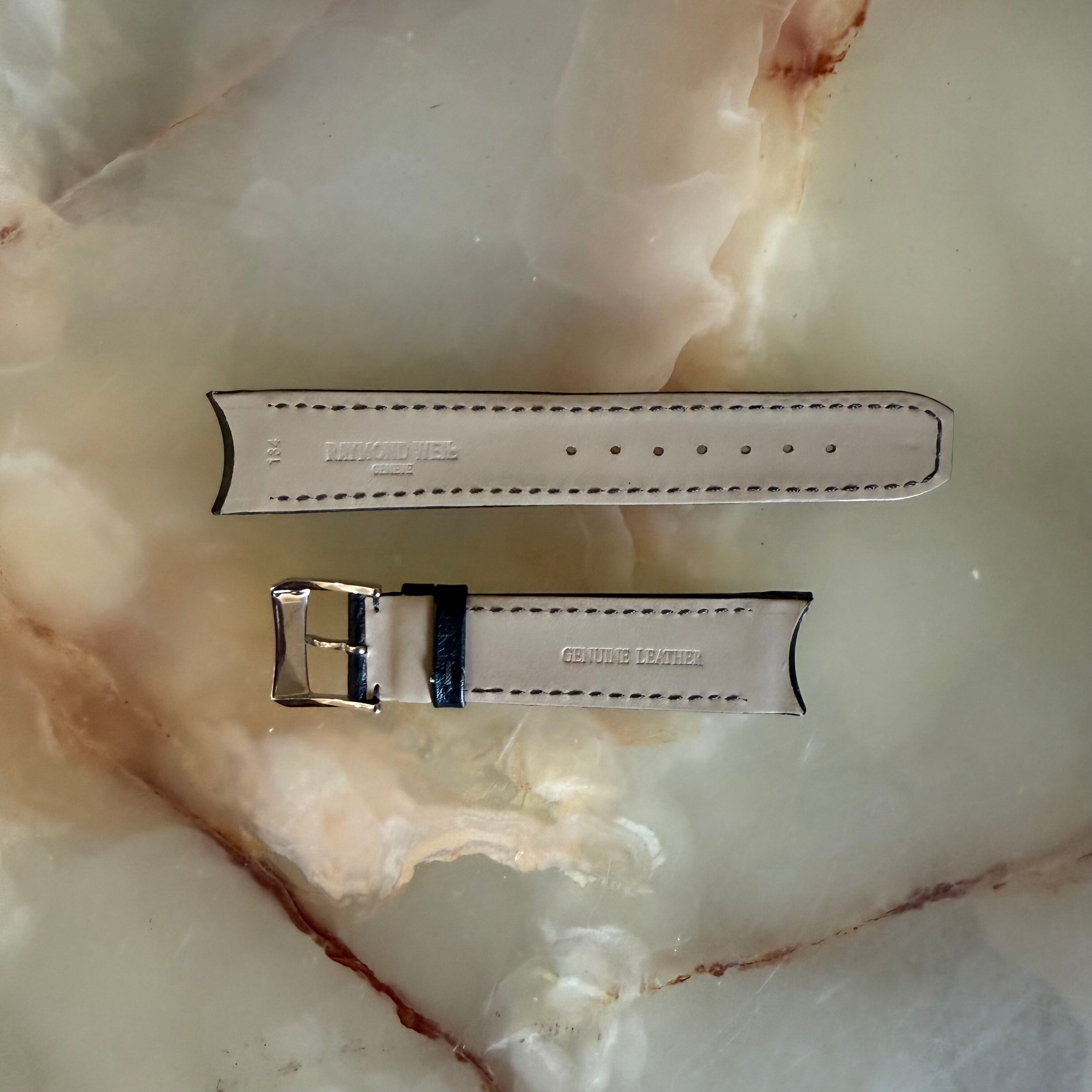 Authentic Raymond Weil Spirit Black Leather Watch Strap Band 20mm w Buckle