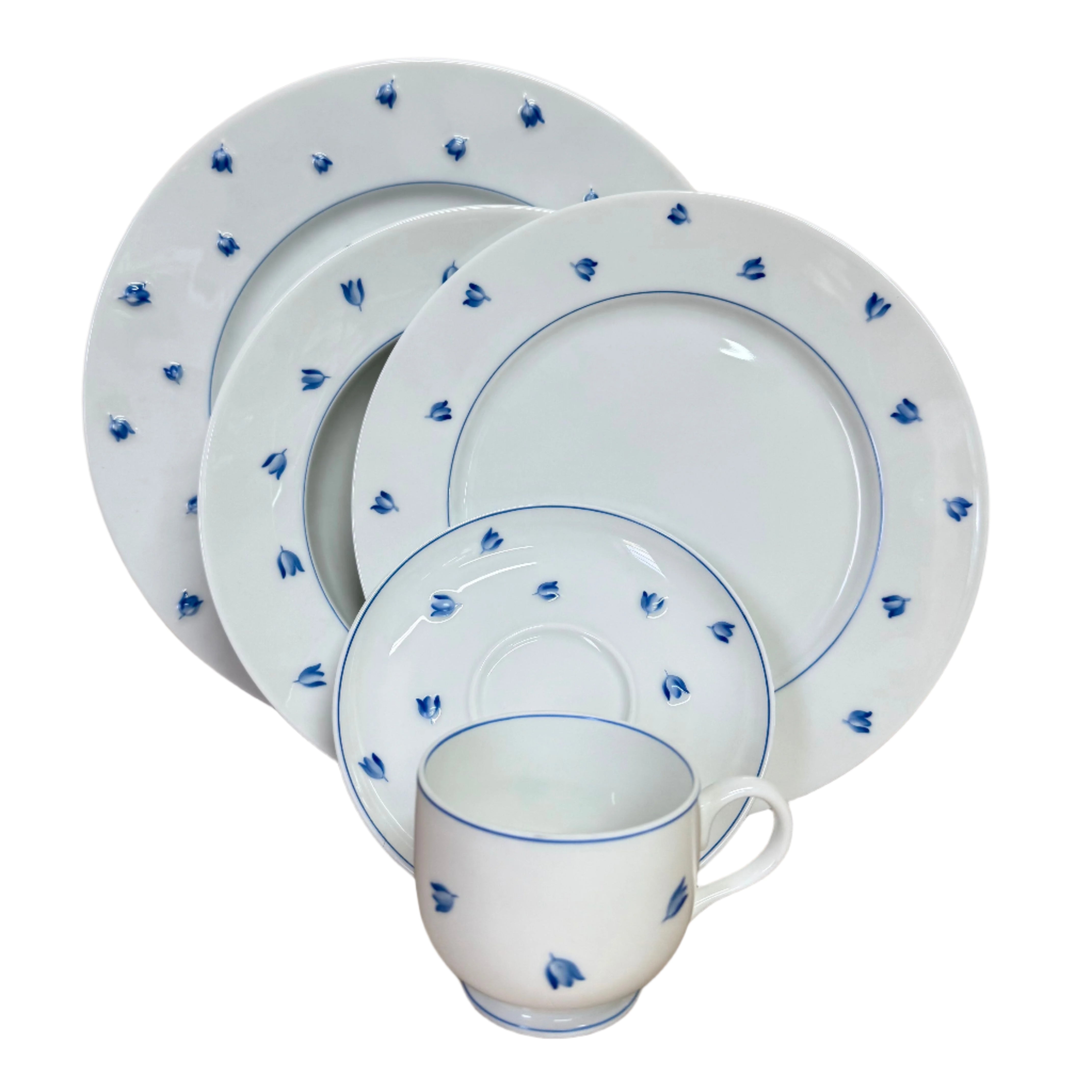Lalique Muguet Blue 5 pc Dinner Place Setting