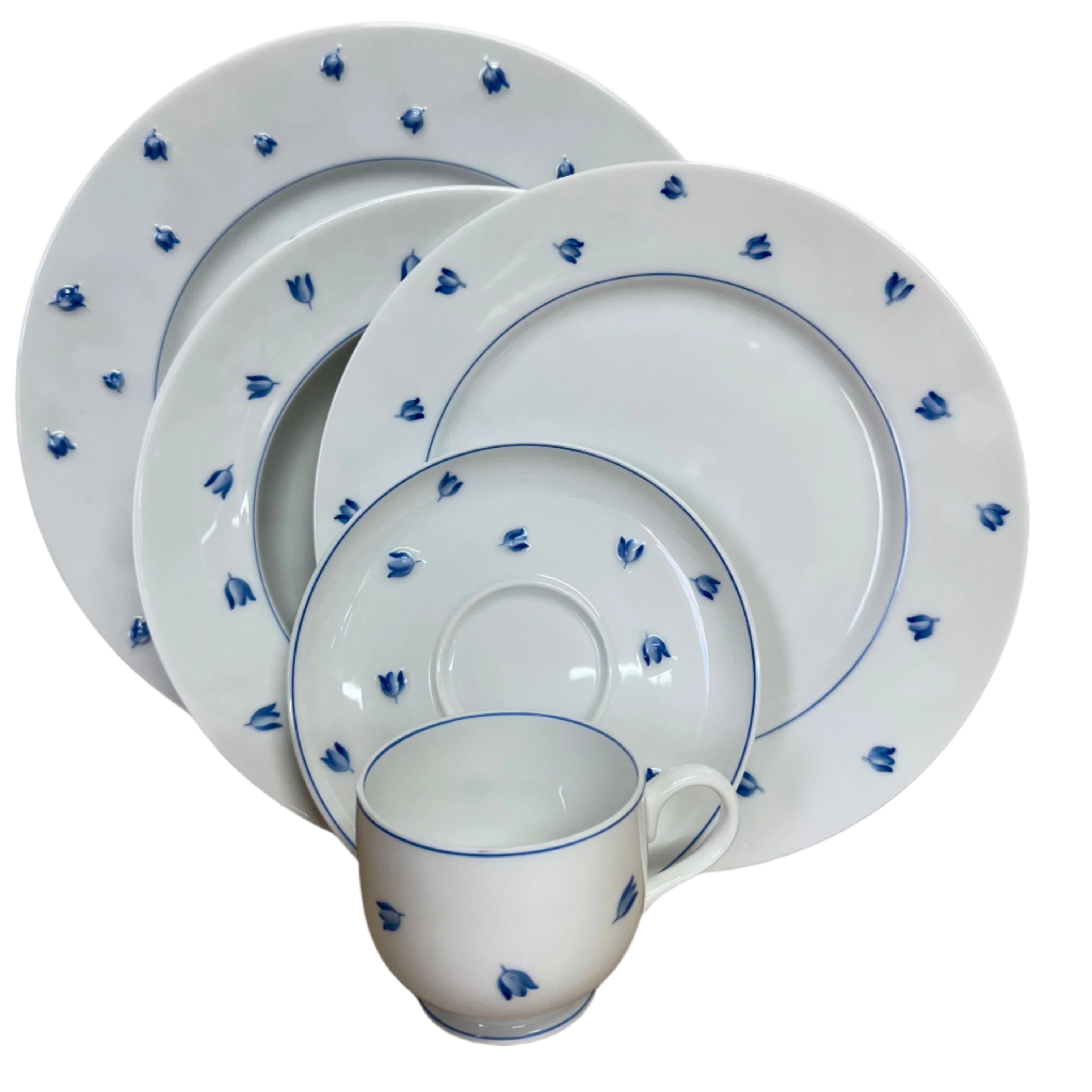 Lalique Muguet Blue 5 pc Dinner Place Setting