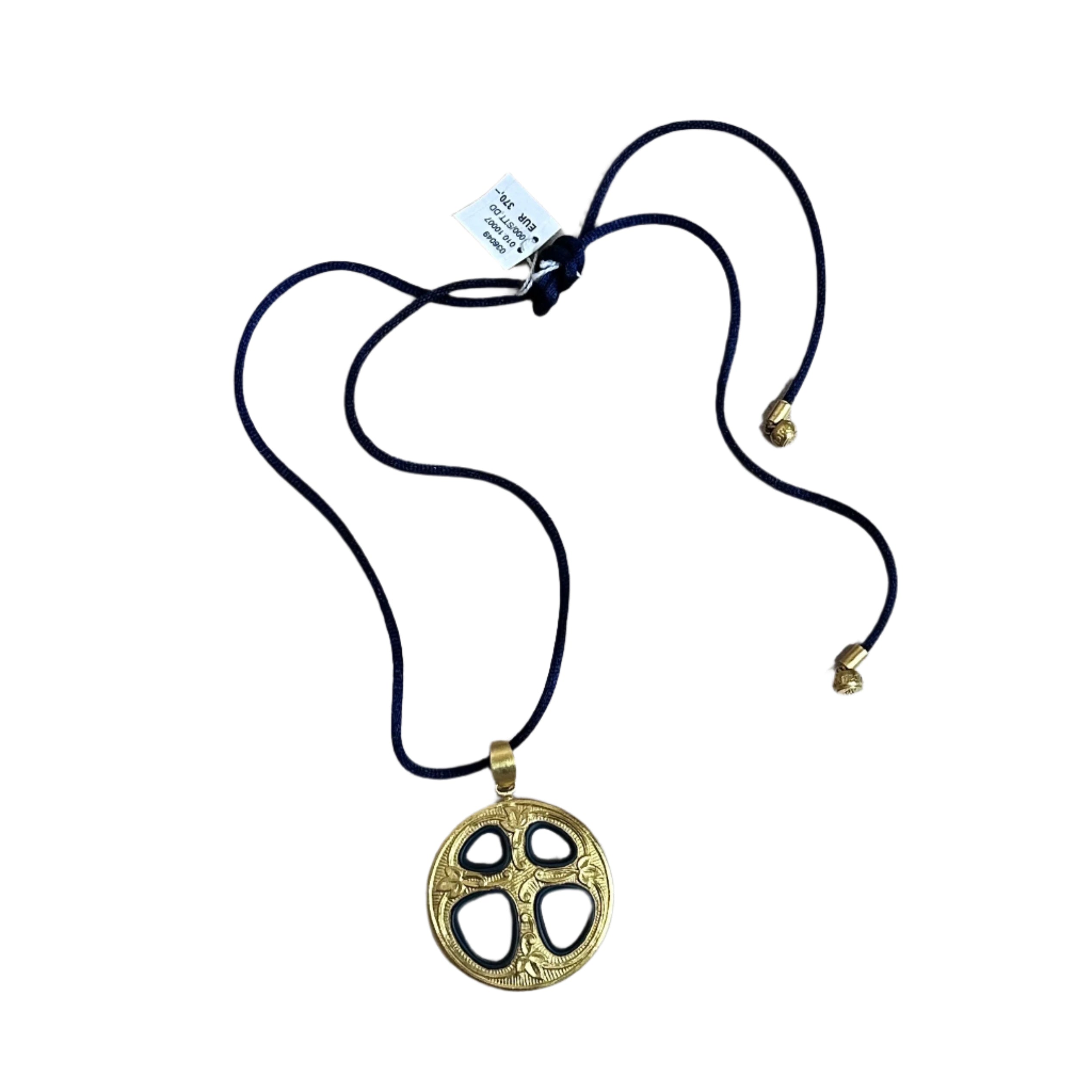 Talismania LLADRO Balance (Gold Blue) Pendant on Silk Cord Necklace 01010007
