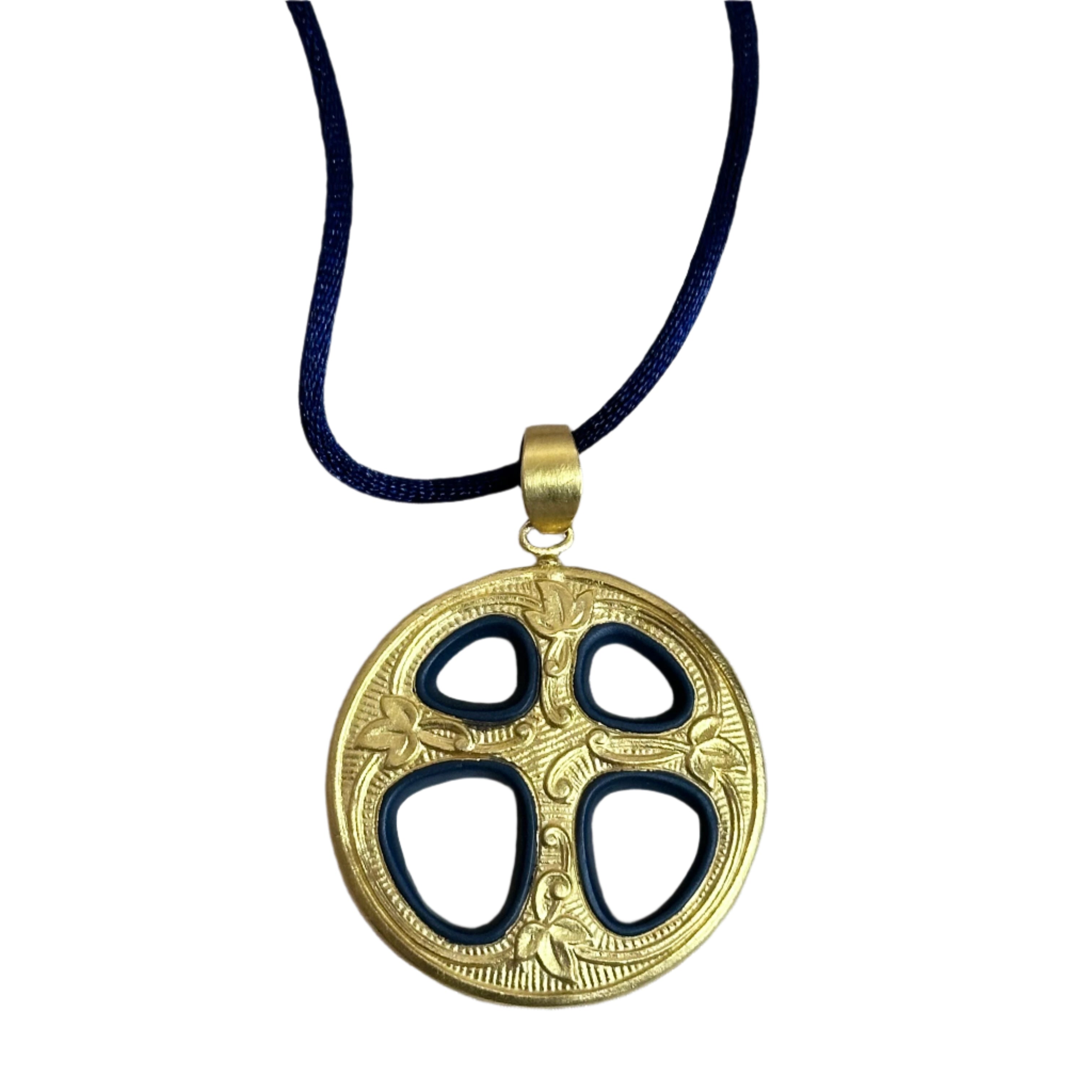 Talismania LLADRO Balance (Gold Blue) Pendant on Silk Cord Necklace 01010007