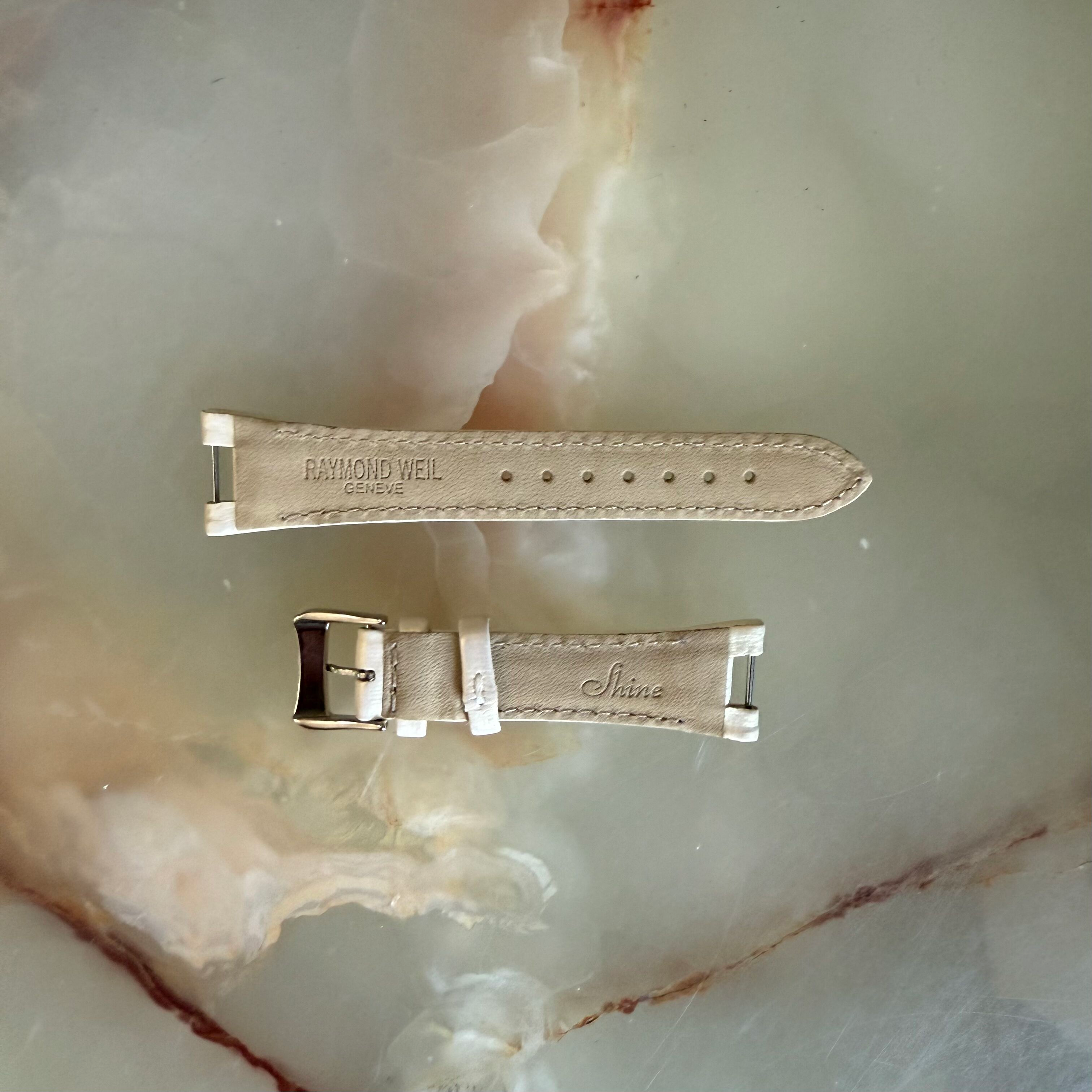 Authentic Raymond Weil Beige Satin Watch Strap Band 19mm w Buckle