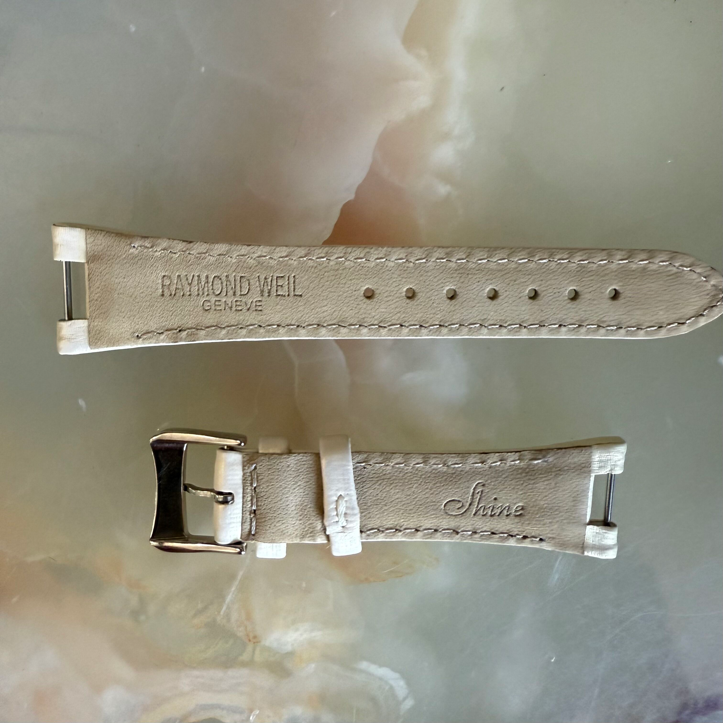 Authentic Raymond Weil Beige Satin Watch Strap Band 19mm w Buckle