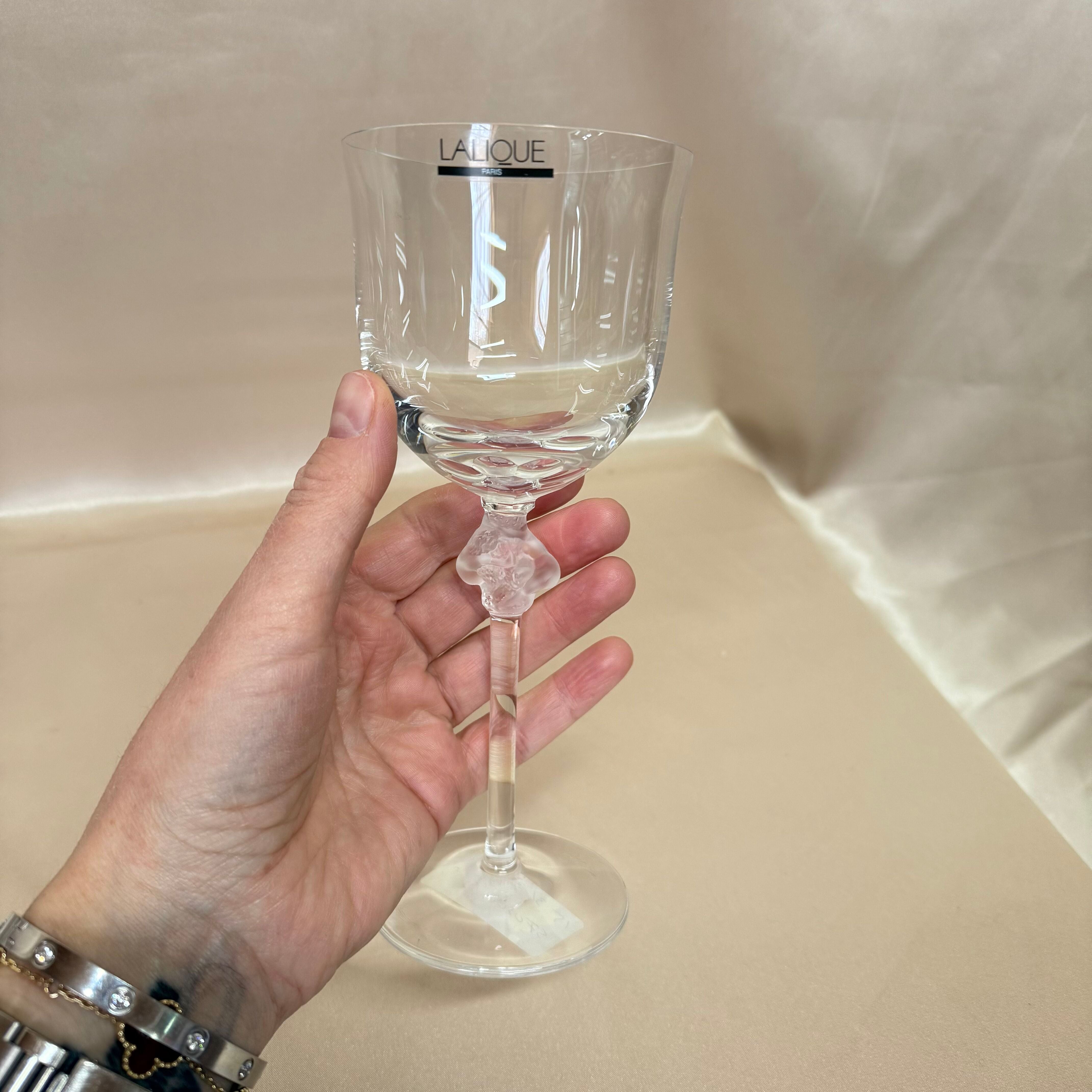 Lalique Crystal Roxane Water Goblet Set of 2