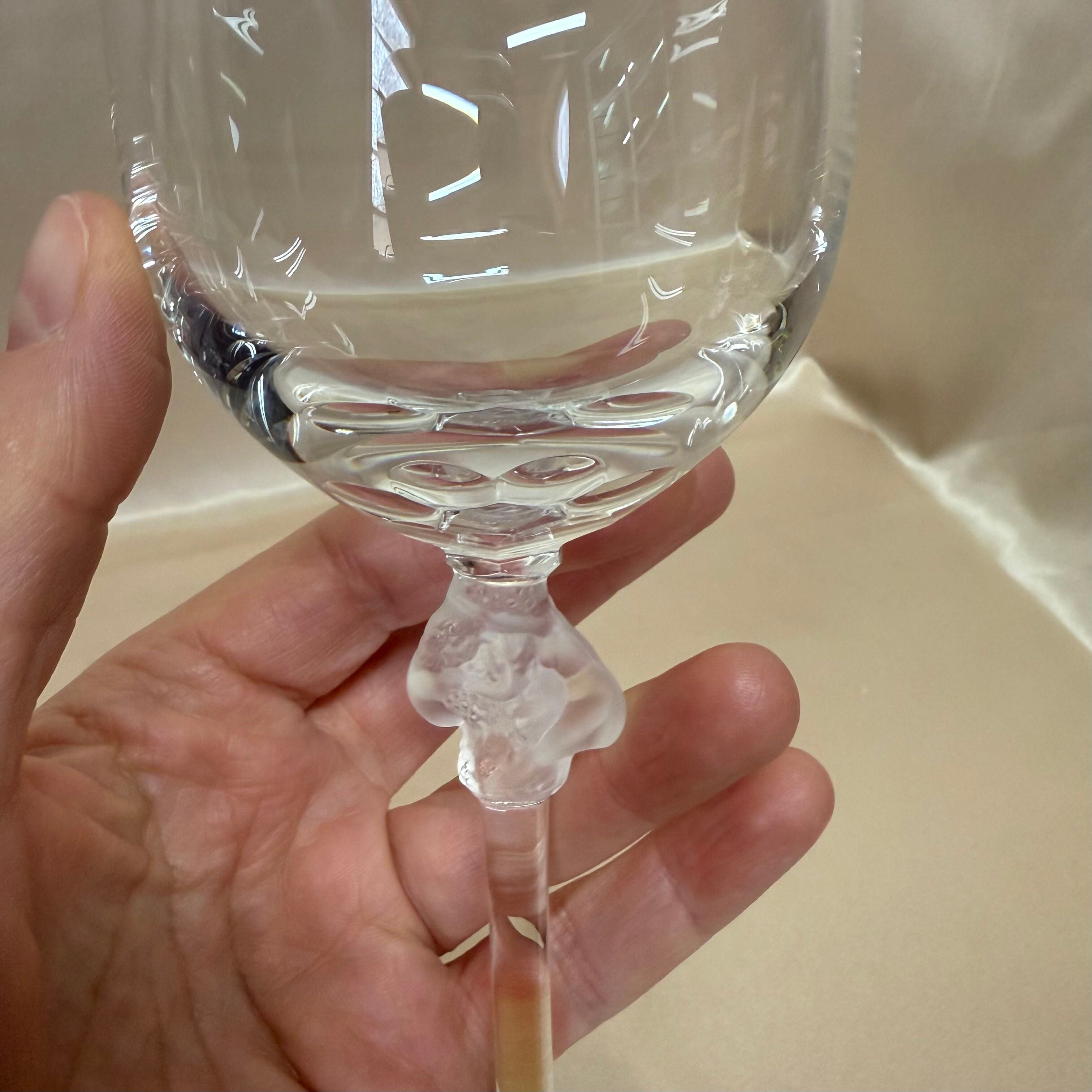 Lalique Crystal Roxane Water Goblet Set of 2