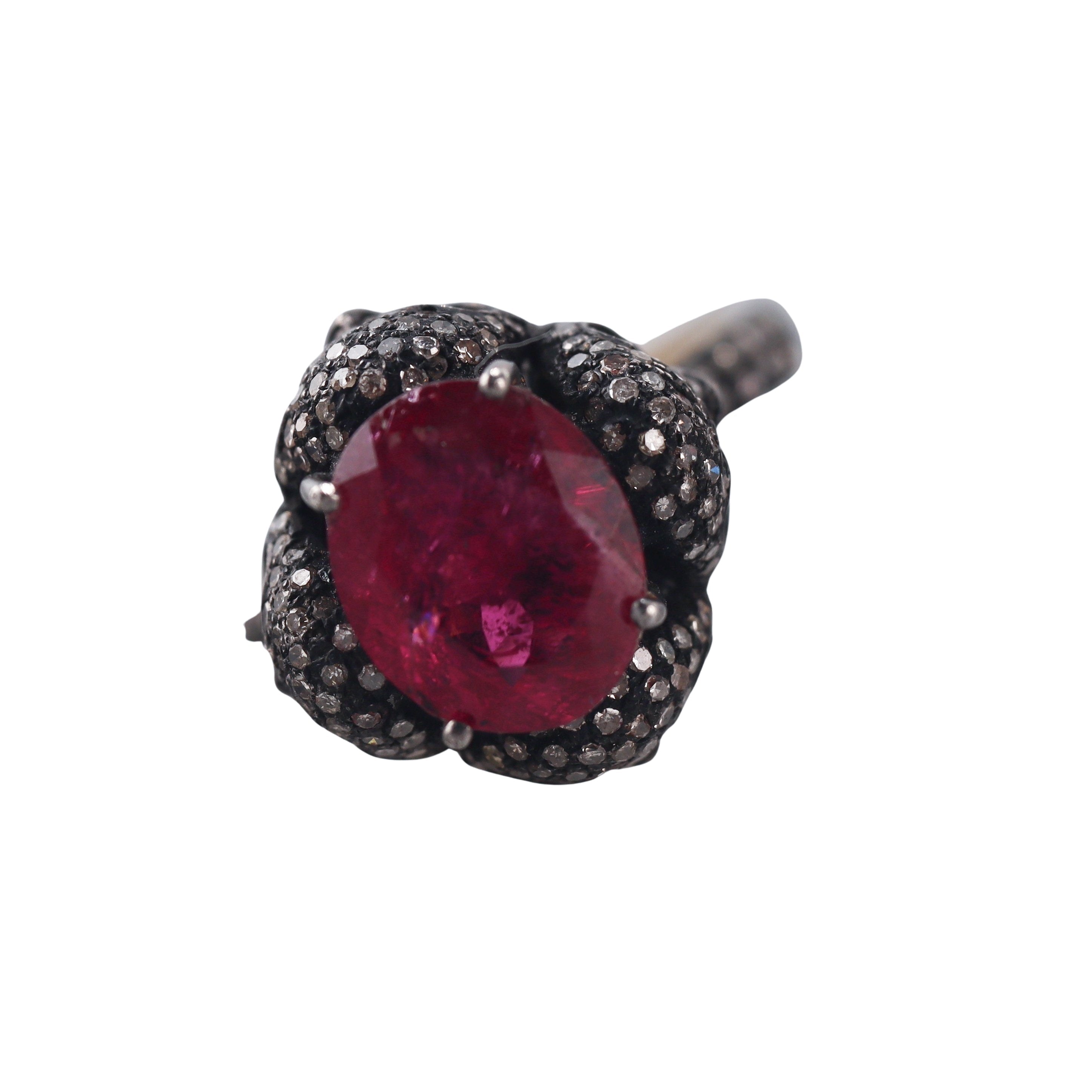 Bavna 14k Gold Pink Tourmaline and Diamond Ring