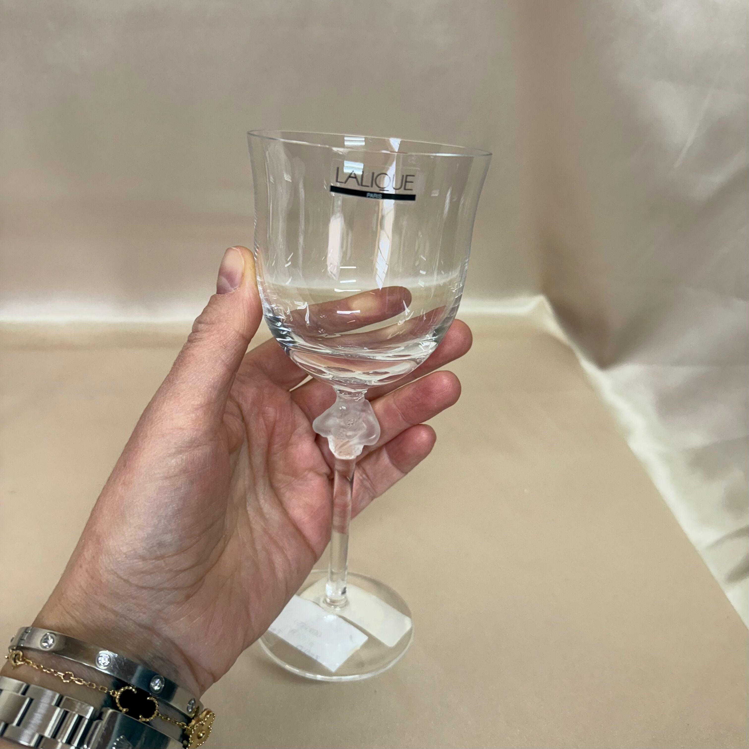Lalique Crystal Roxane Wine Glass Set of 2