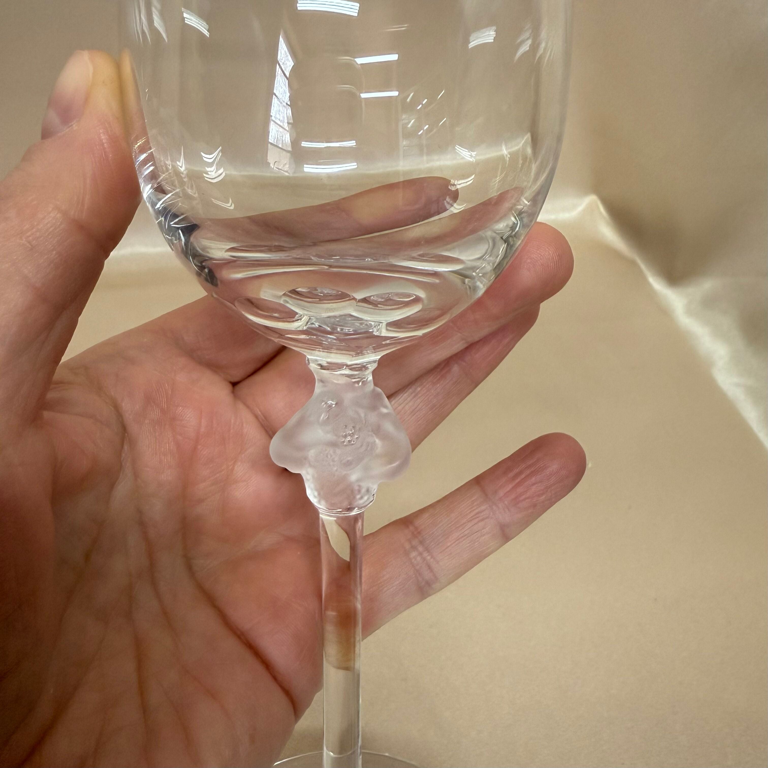 Lalique Crystal Roxane Wine Glass Set of 2
