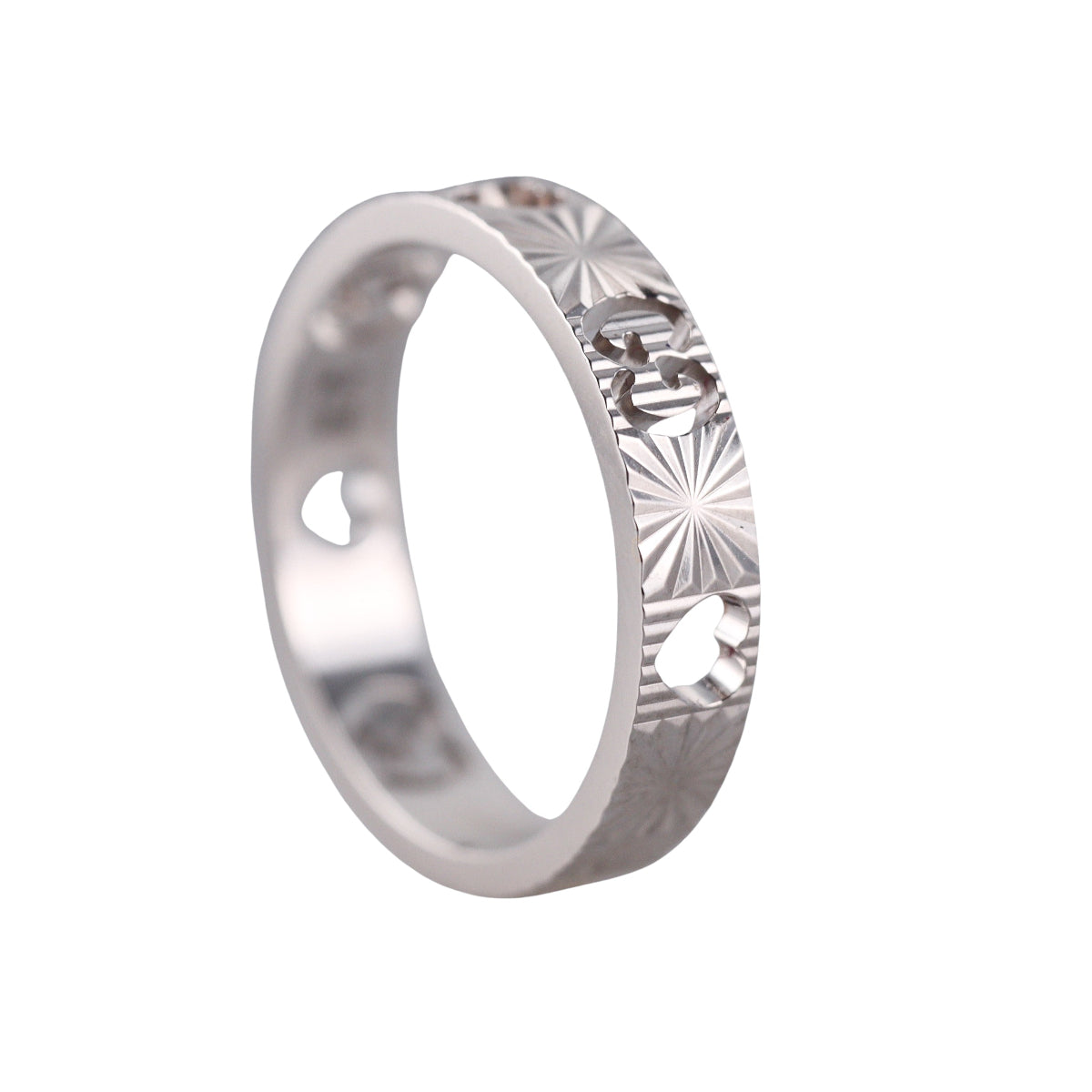 18k Gucci White Gold Icon Heart Band Ring Retail $1450