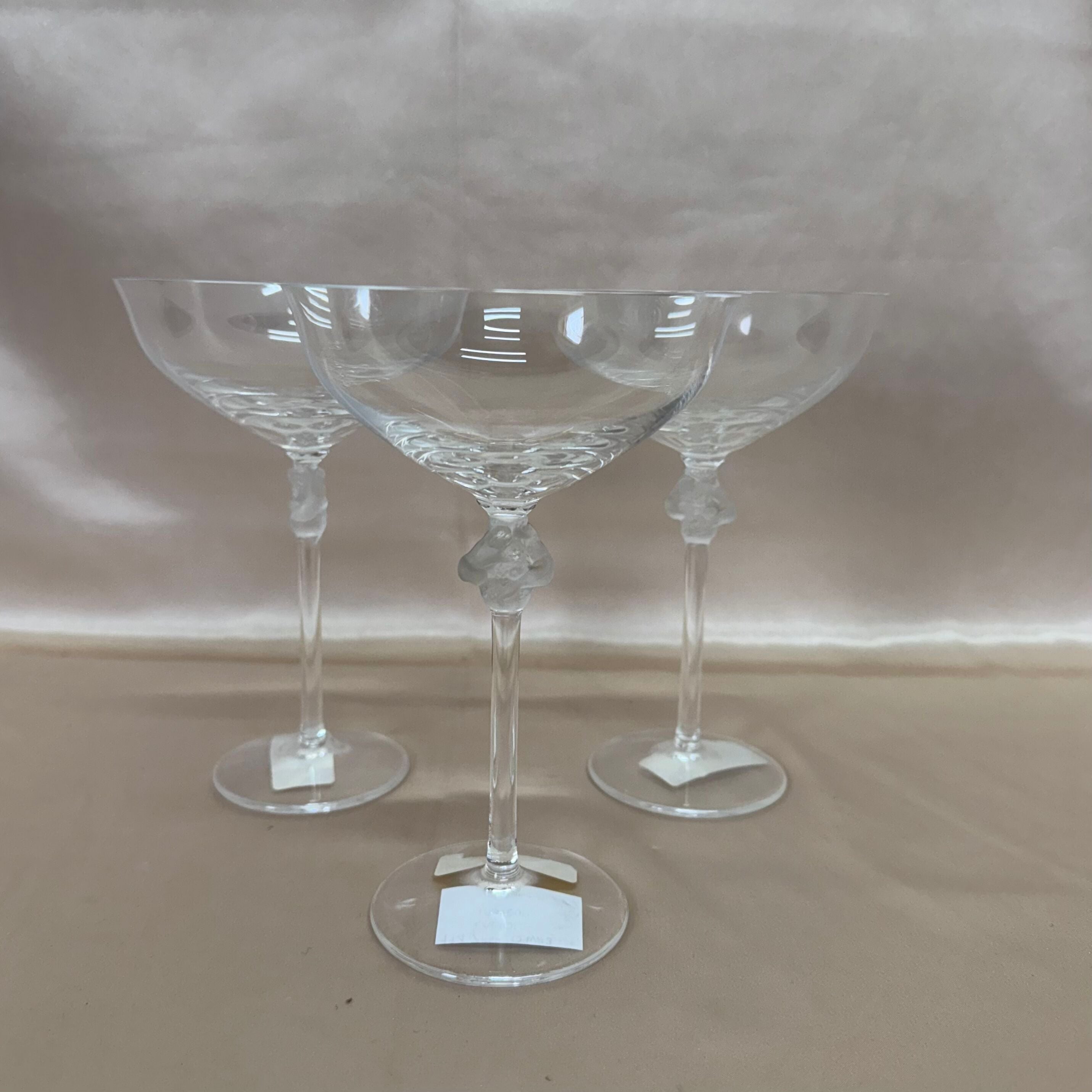 Lalique Roxane Champagne Crystal Saucer Glass Set of 3