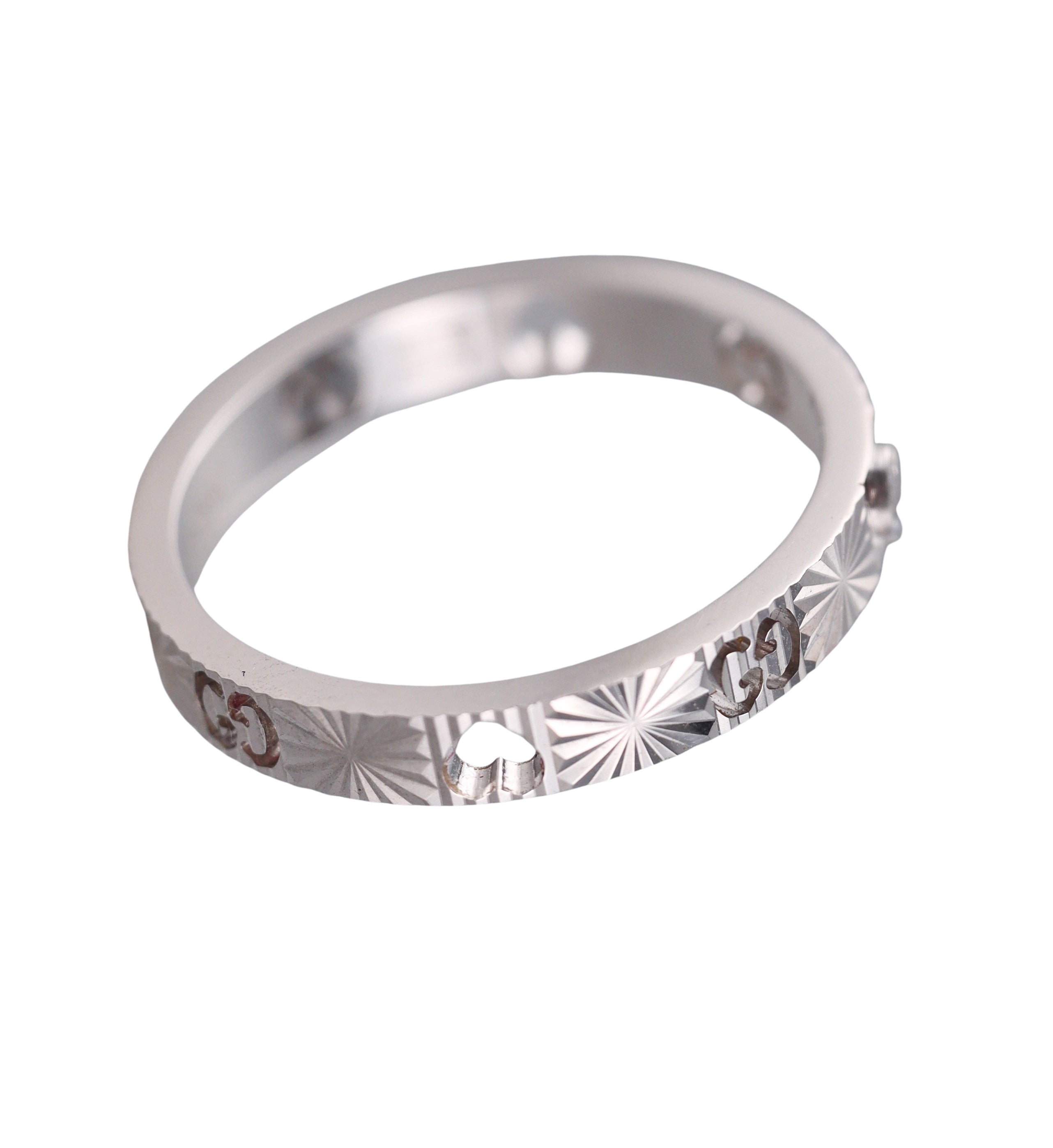 18k Gucci Diamond White Gold Icon Heart Band Ring Retail$1650