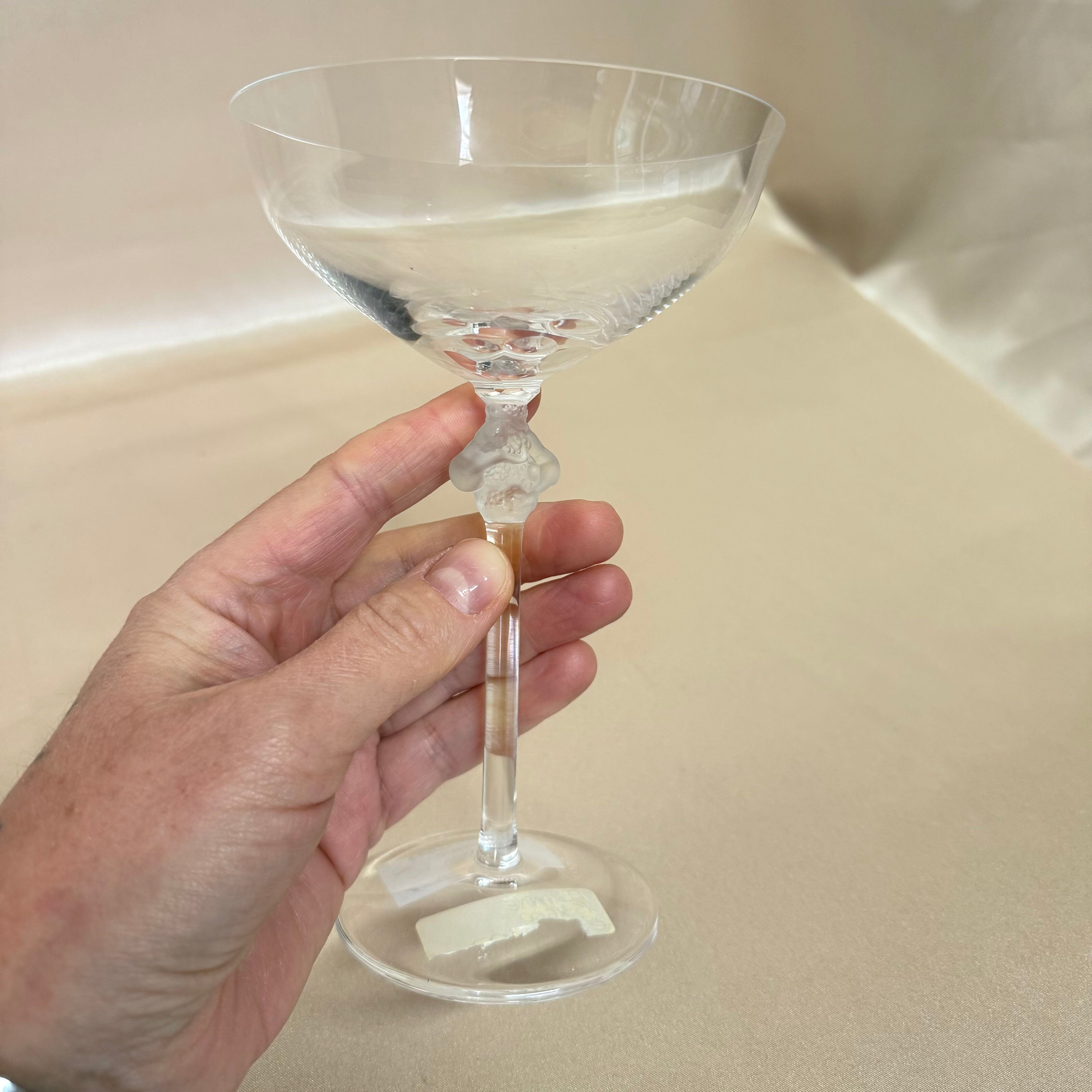 Lalique Roxane Champagne Crystal Saucer Glass Set of 3