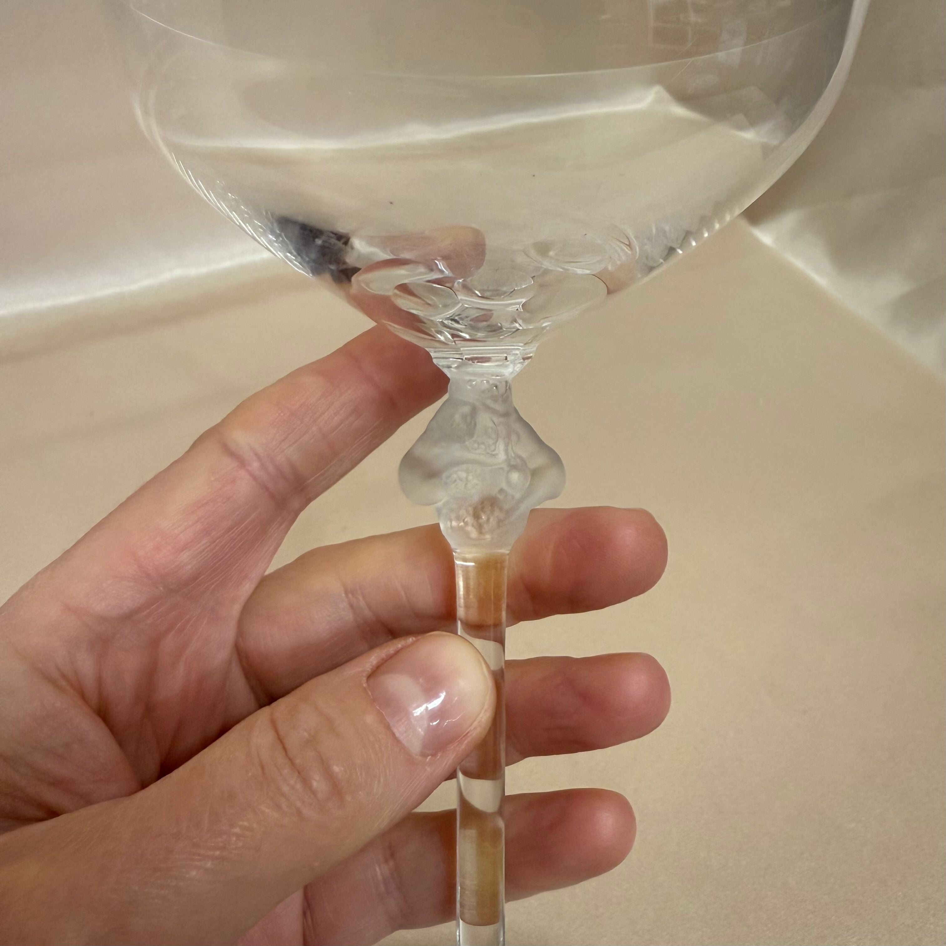 Lalique Roxane Champagne Crystal Saucer Glass Set of 3