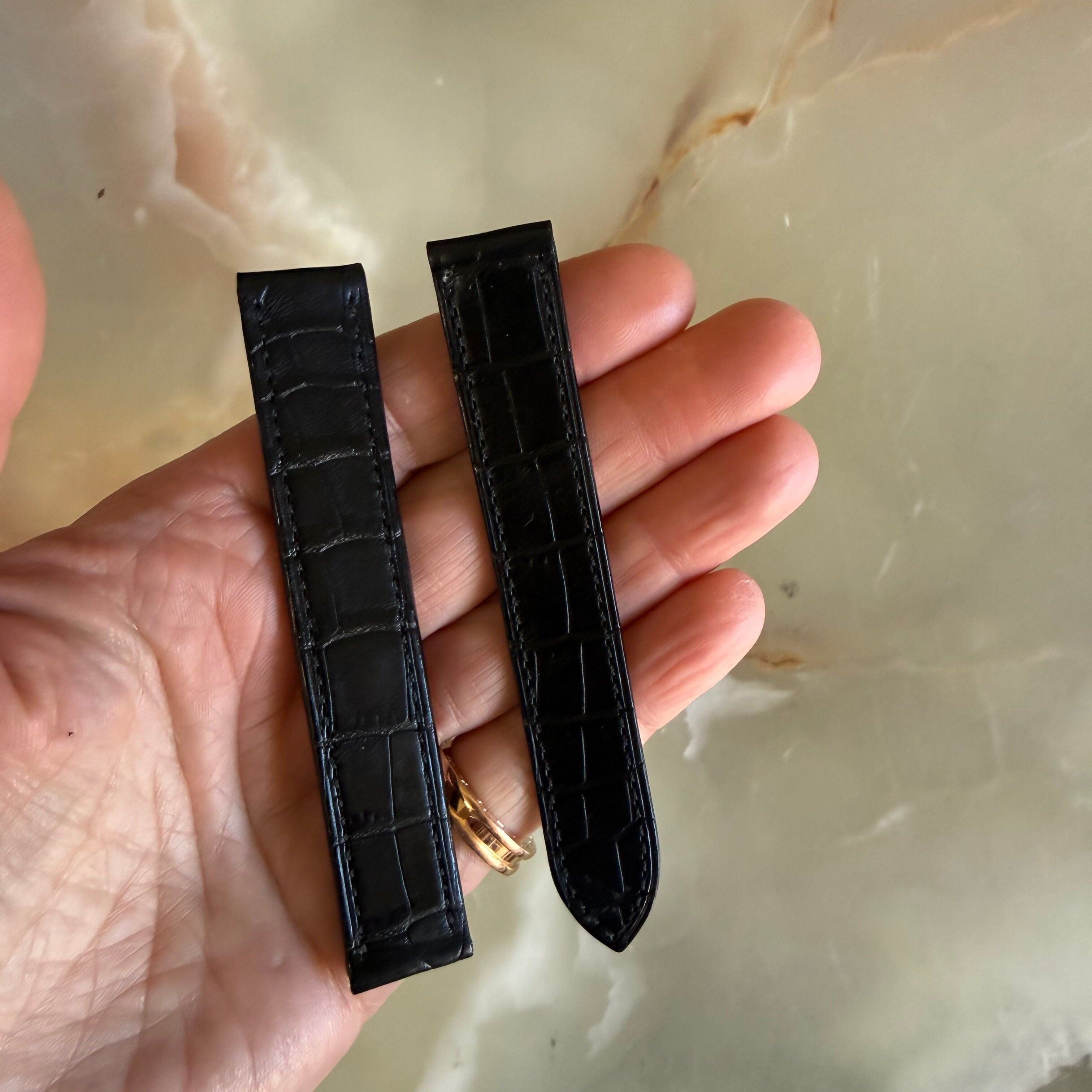 Authentic Cartier Black Alligator Watch Strap Band 16.50mm KD48GL07