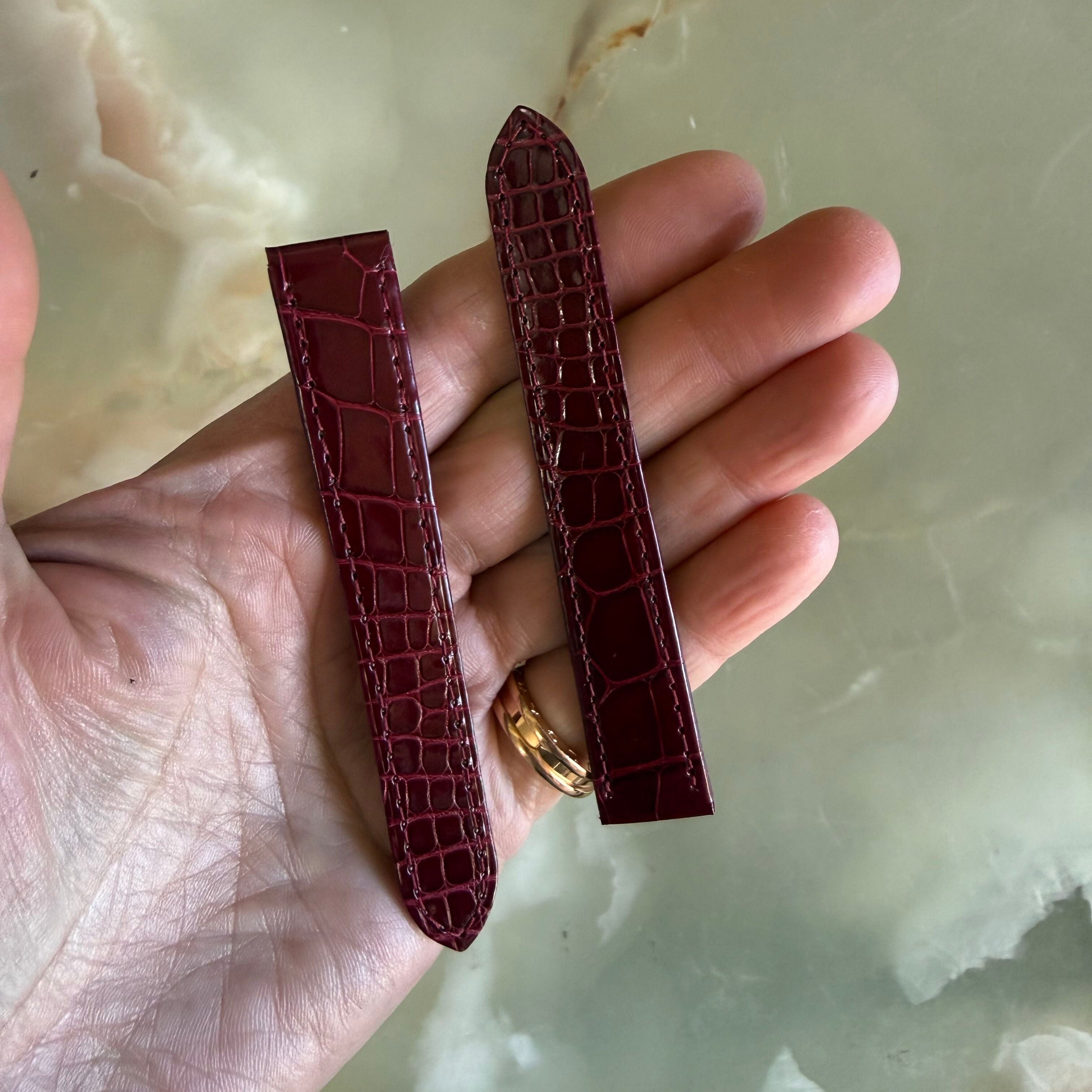 Authentic Cartier Burgundy Alligator Watch Strap Band 15.70mm KD5AXY27