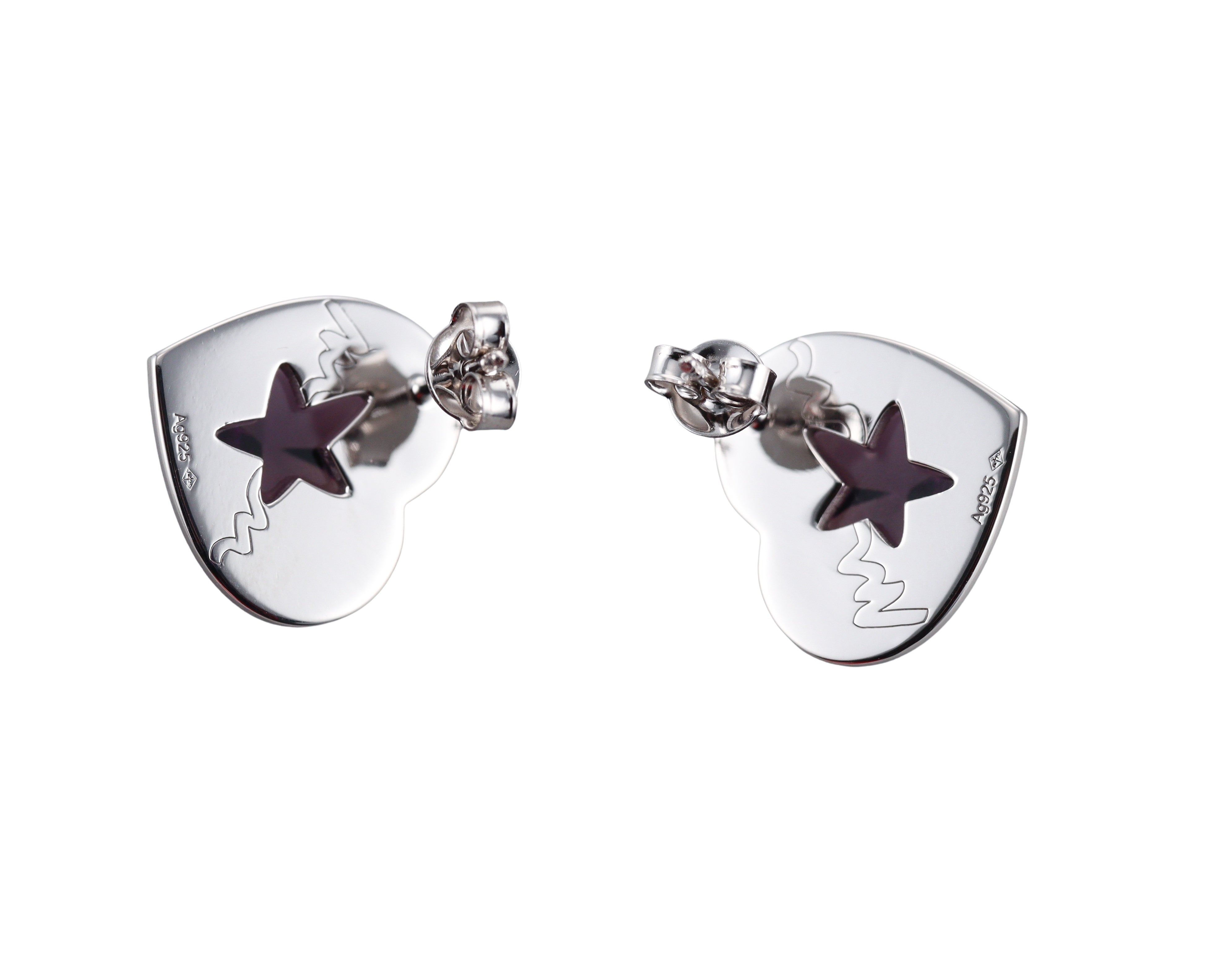 Baccarat Etoile Mon Coeur Crystal Sterling Silver Stud Earrings 2812861