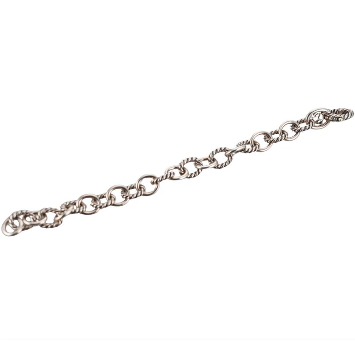 David Yurman Sterling Silver Cable Oval Link Chain Bracelet