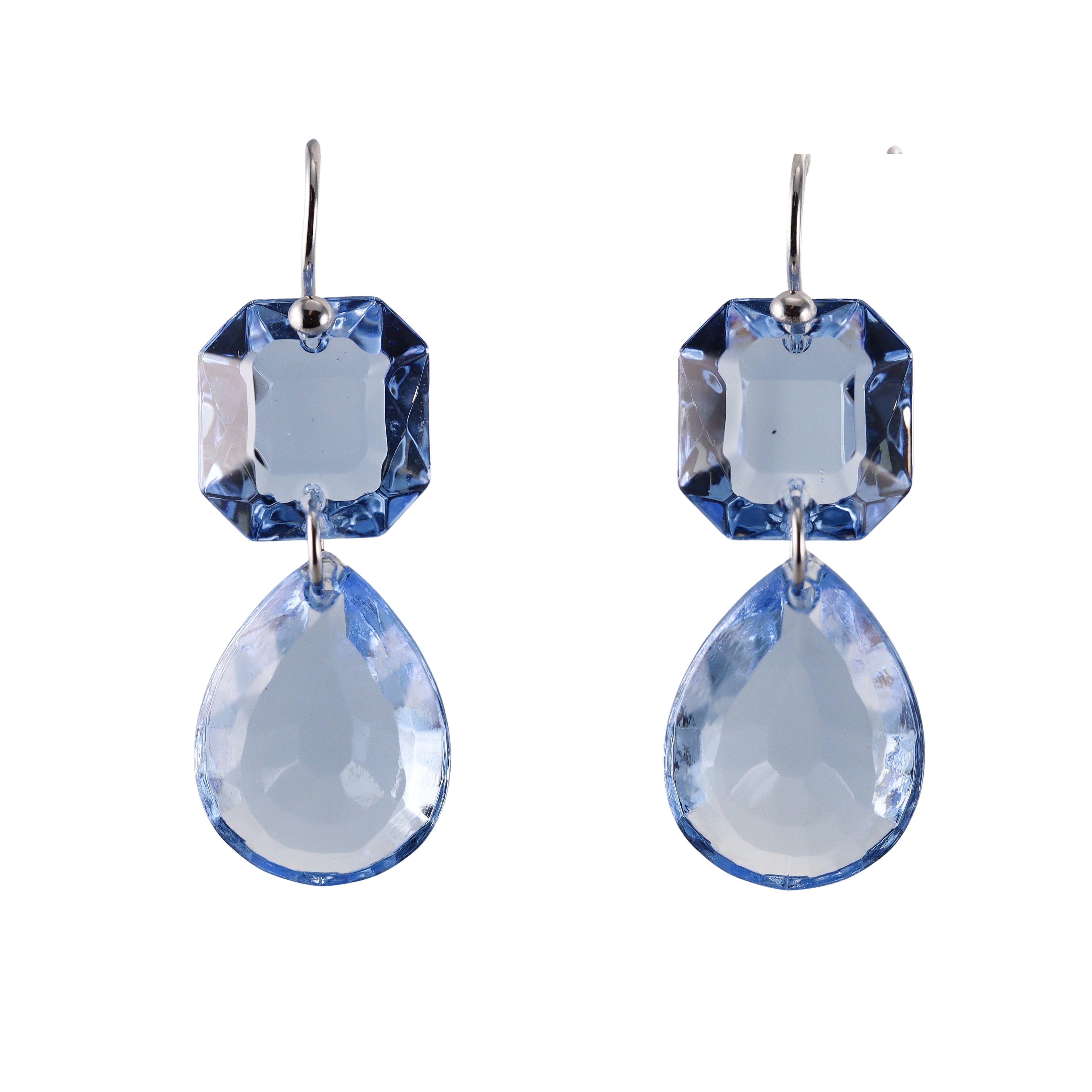 Baccarat Marie-Helene de Taillac Sterling Silver Blue Crystal Drop Falling Earrings 2812026
