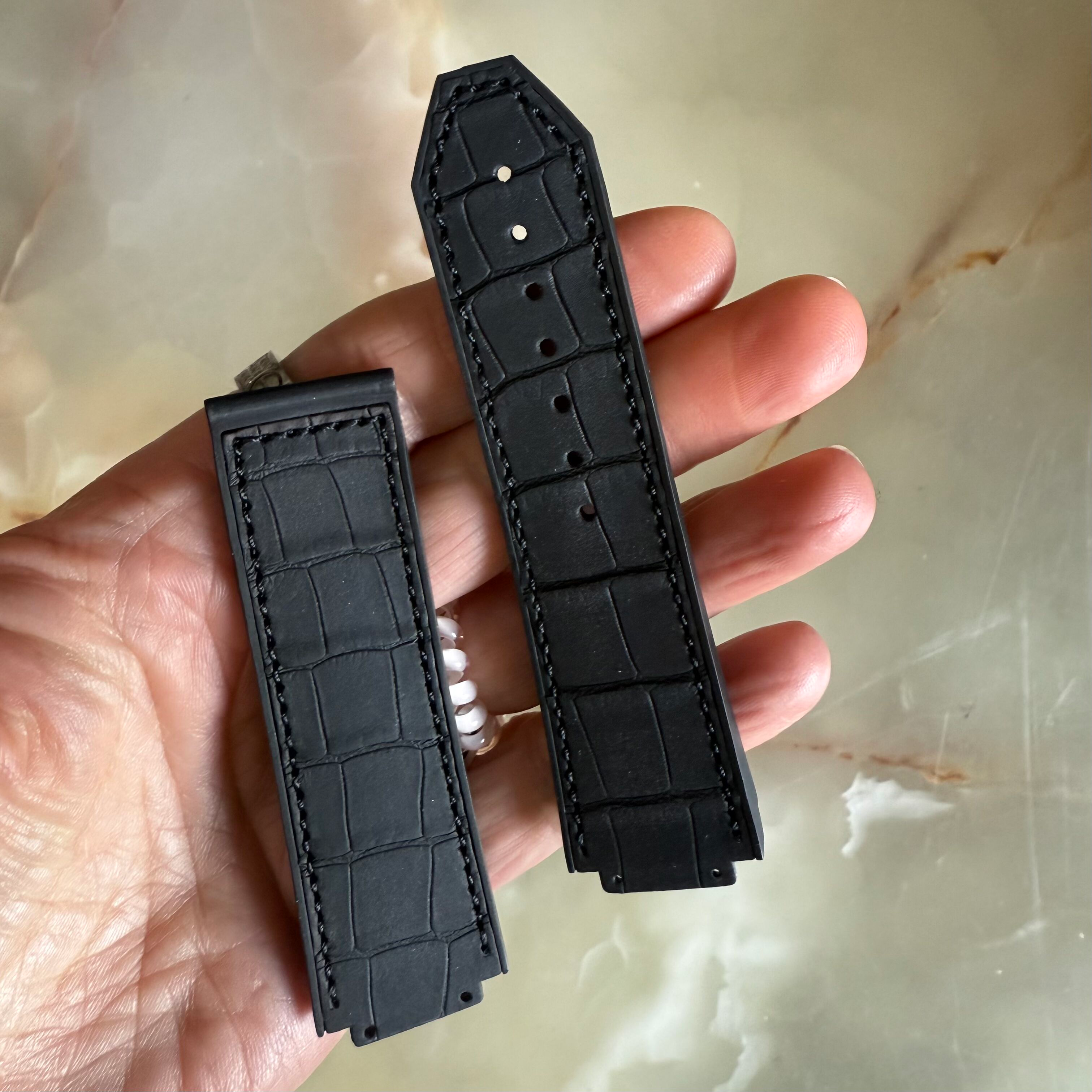 Authentic Hublot Black Rubber Alligator Insert Watch Strap Band 25mm 12-25-80 & 6-25-100