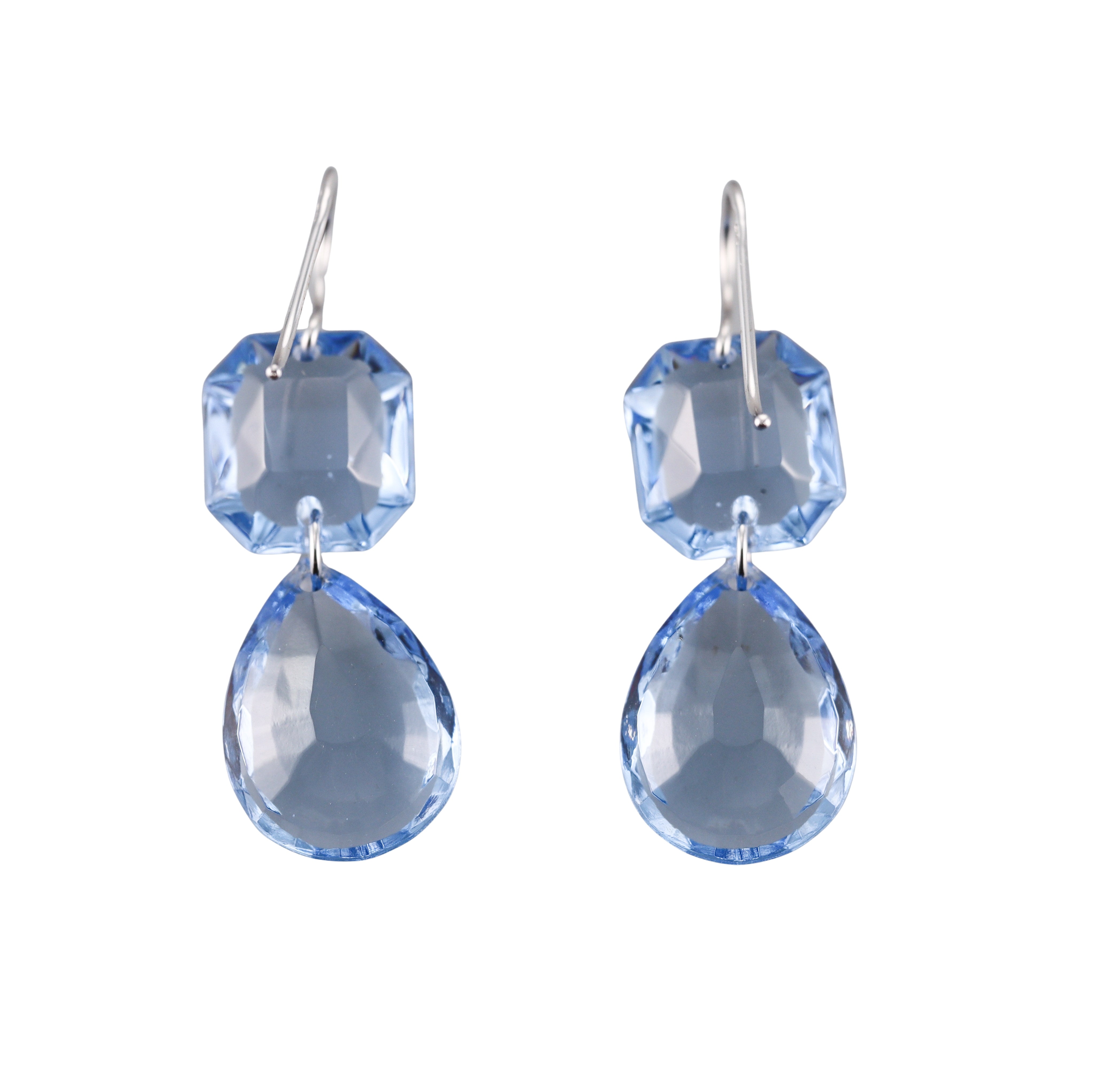Baccarat Marie-Helene de Taillac Sterling Silver Blue Crystal Drop Falling Earrings 2812026