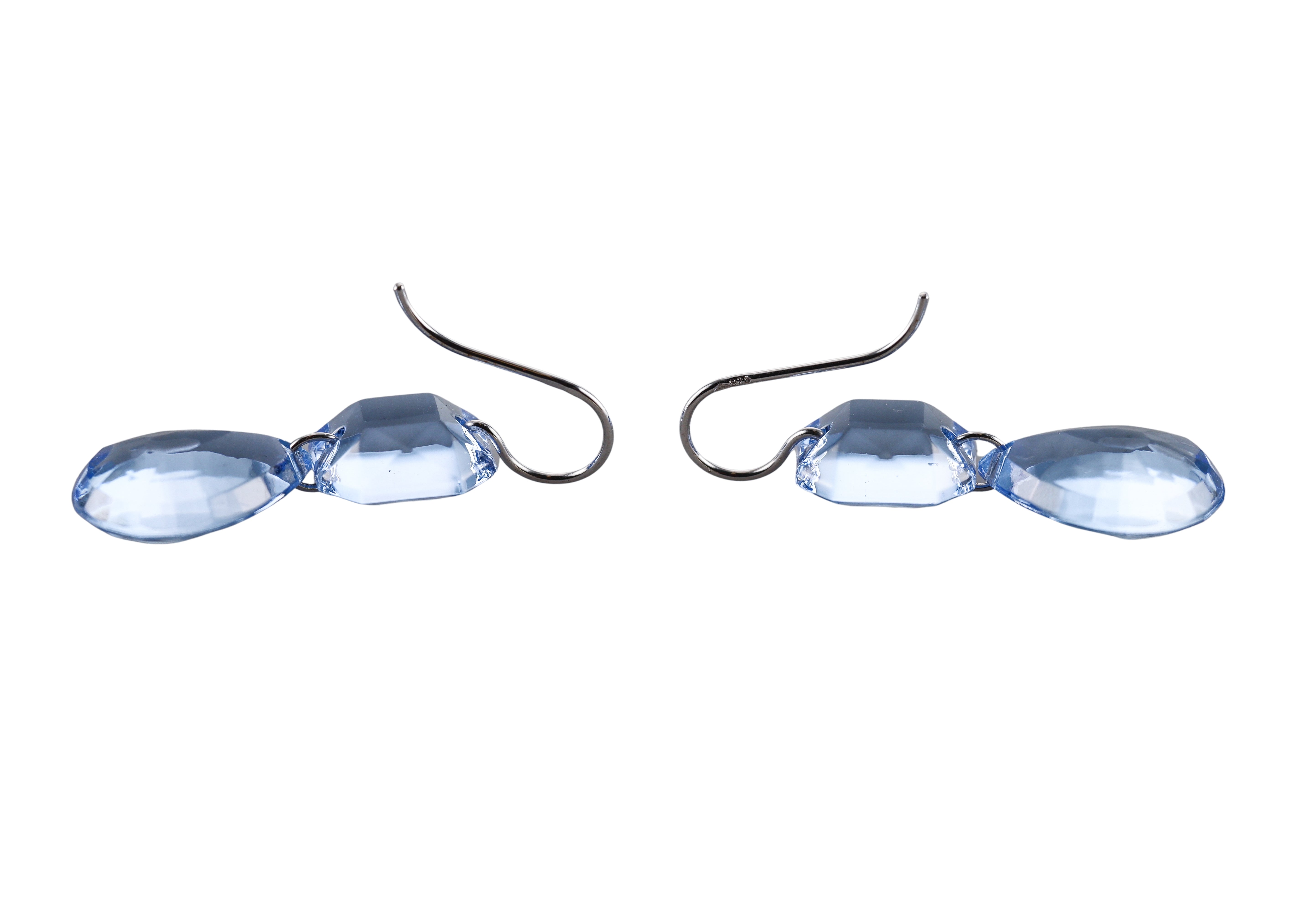 Baccarat Marie-Helene de Taillac Sterling Silver Blue Crystal Drop Falling Earrings 2812026