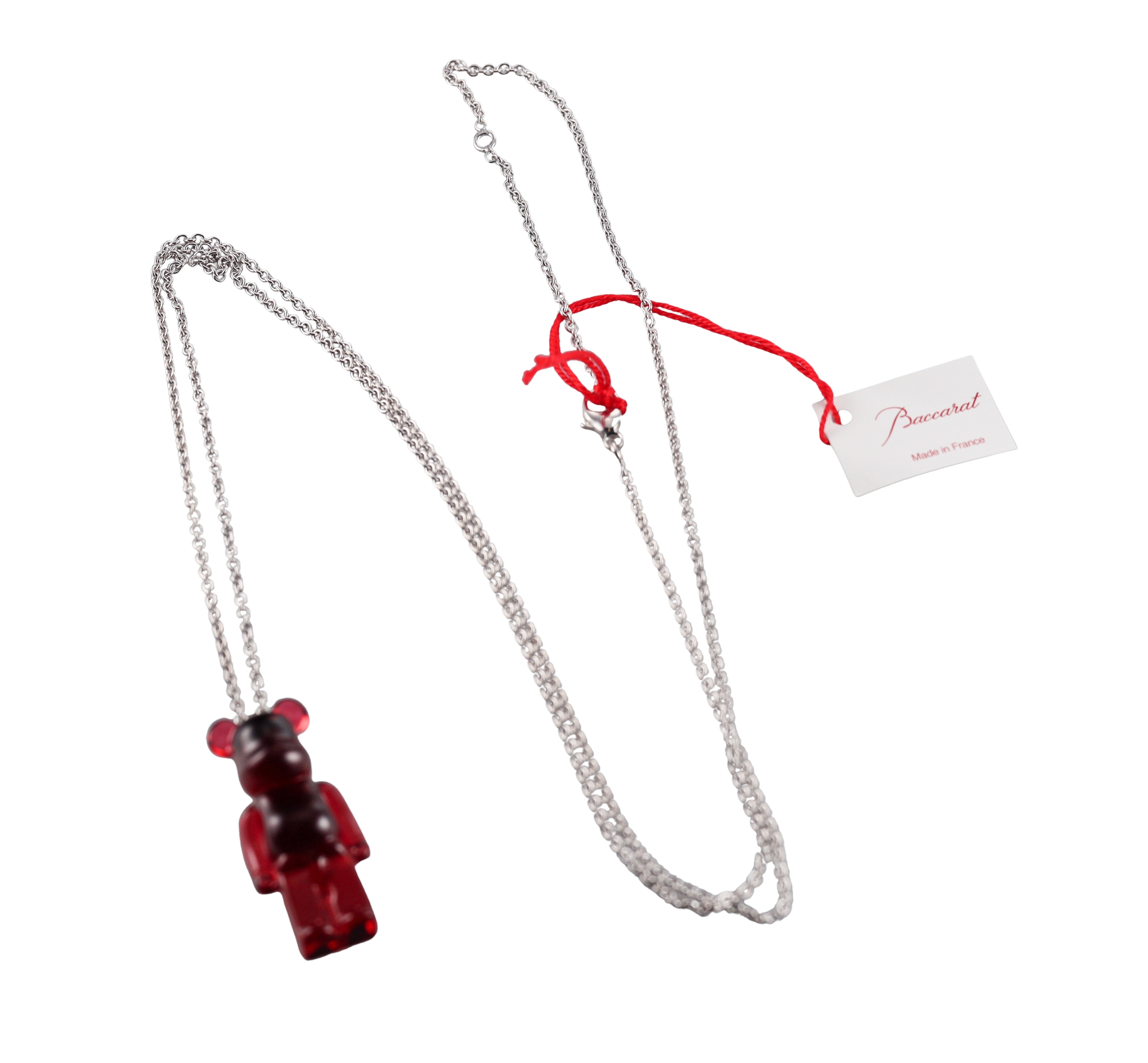 Baccarat Sterling Silver Be@rbrick Crystal Necklace 2814116/18