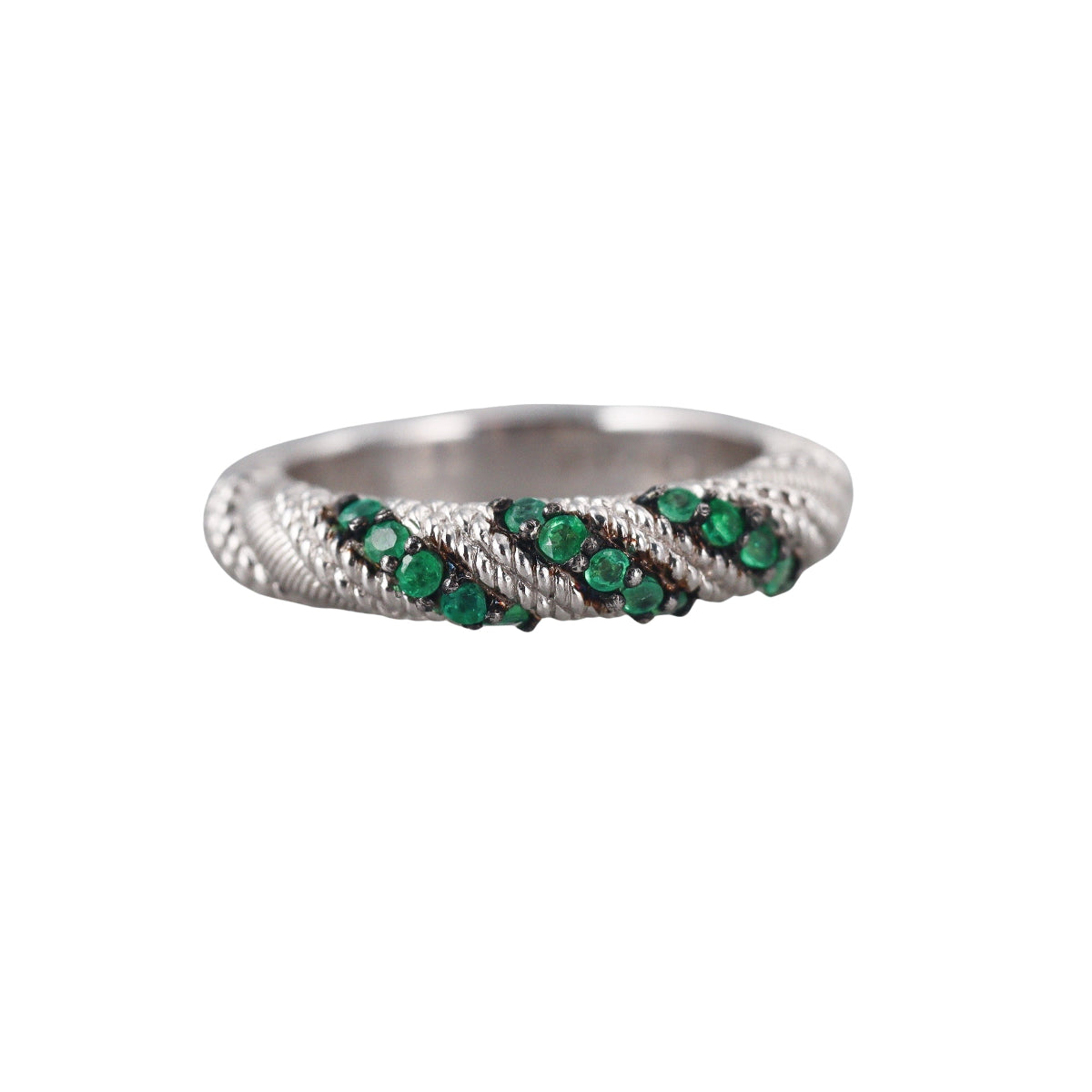 Judith Ripka Sterling Silver Emerald Ring Band