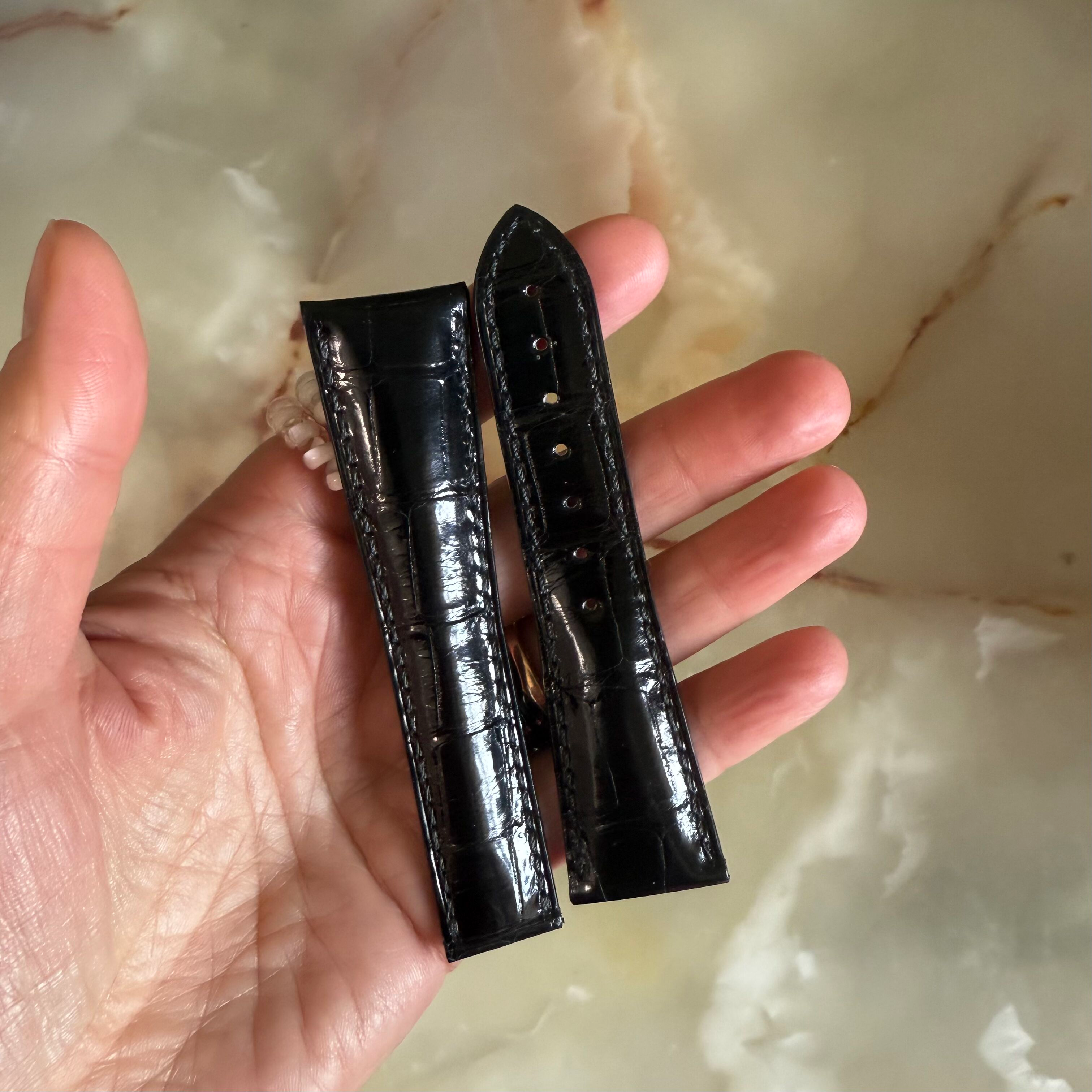 Authentic Omega Black Alligator Watch Strap Band 24mm