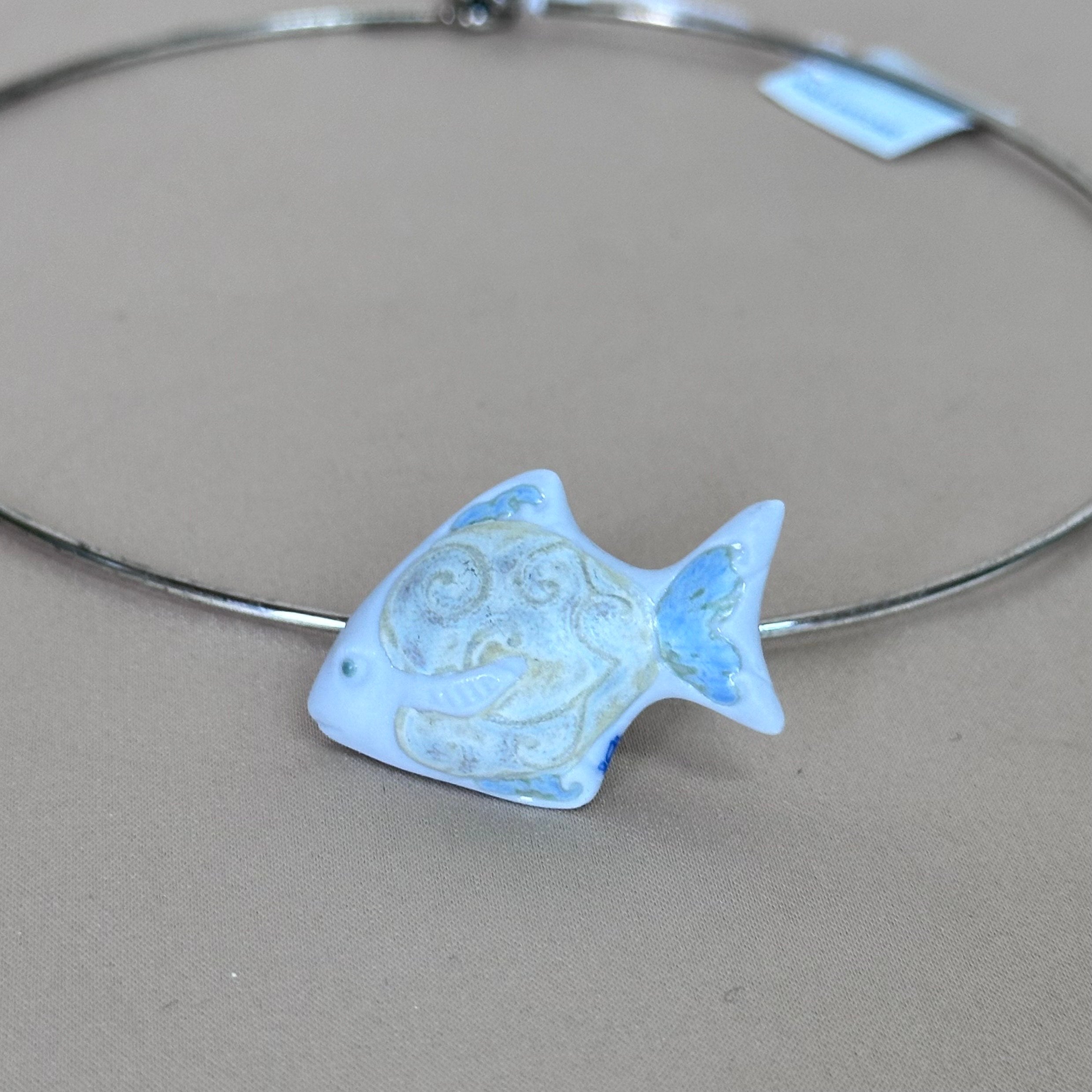 Talismania LLADRO Koi Fish Pendant on Cuff Choker Necklace 01010020