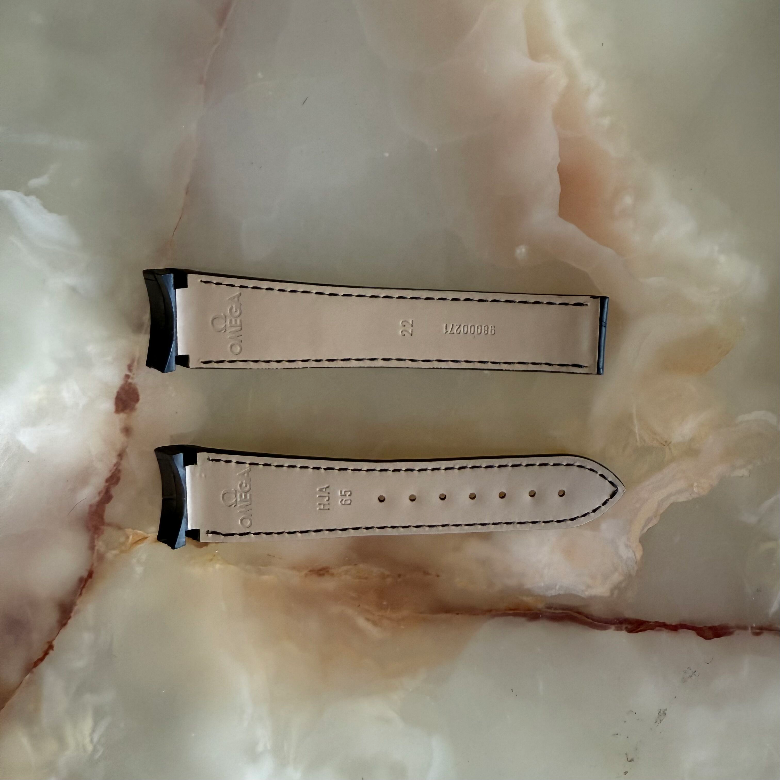 Authentic Omega Black Alligator Watch Strap Band 22mm 98000271