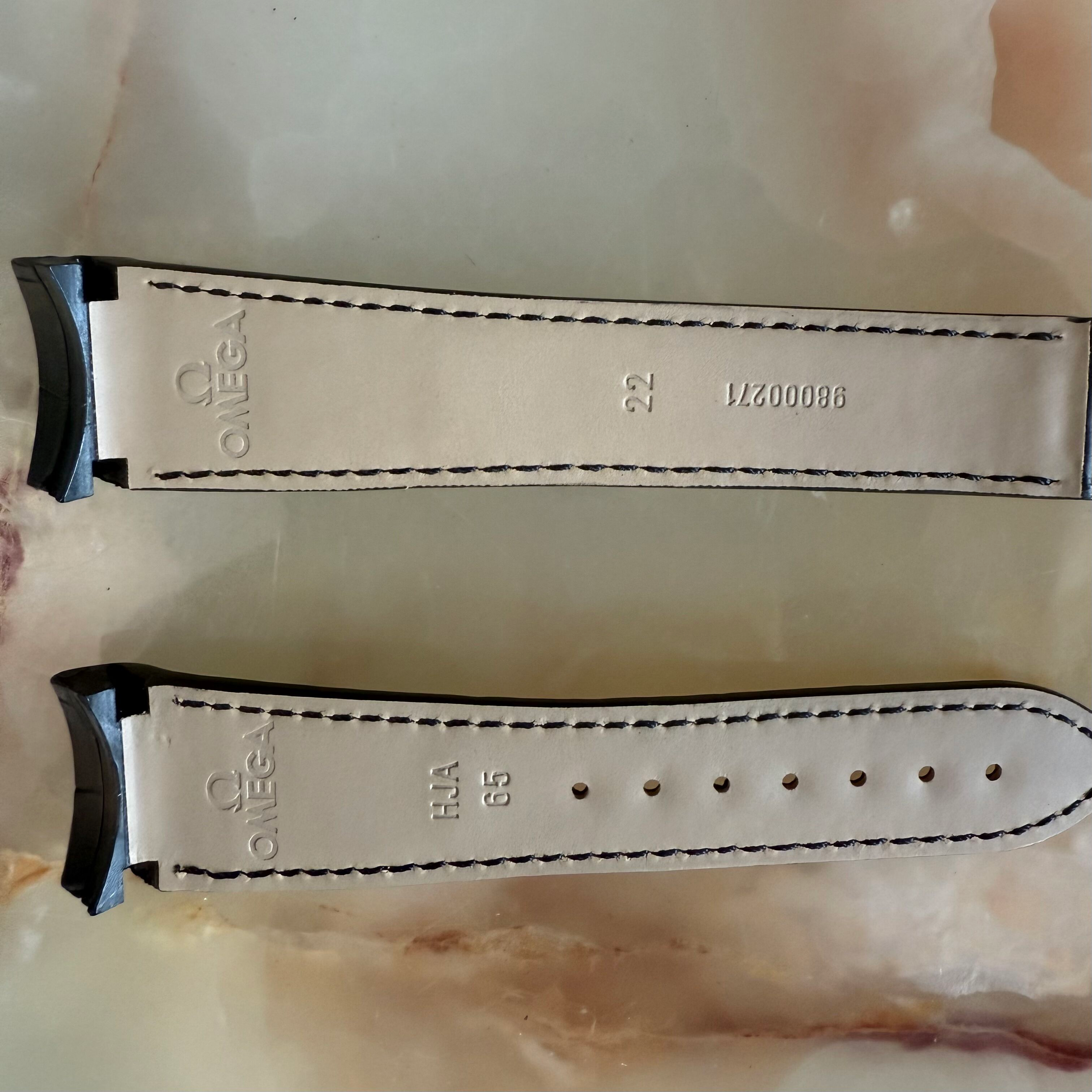 Authentic Omega Black Alligator Watch Strap Band 22mm 98000271
