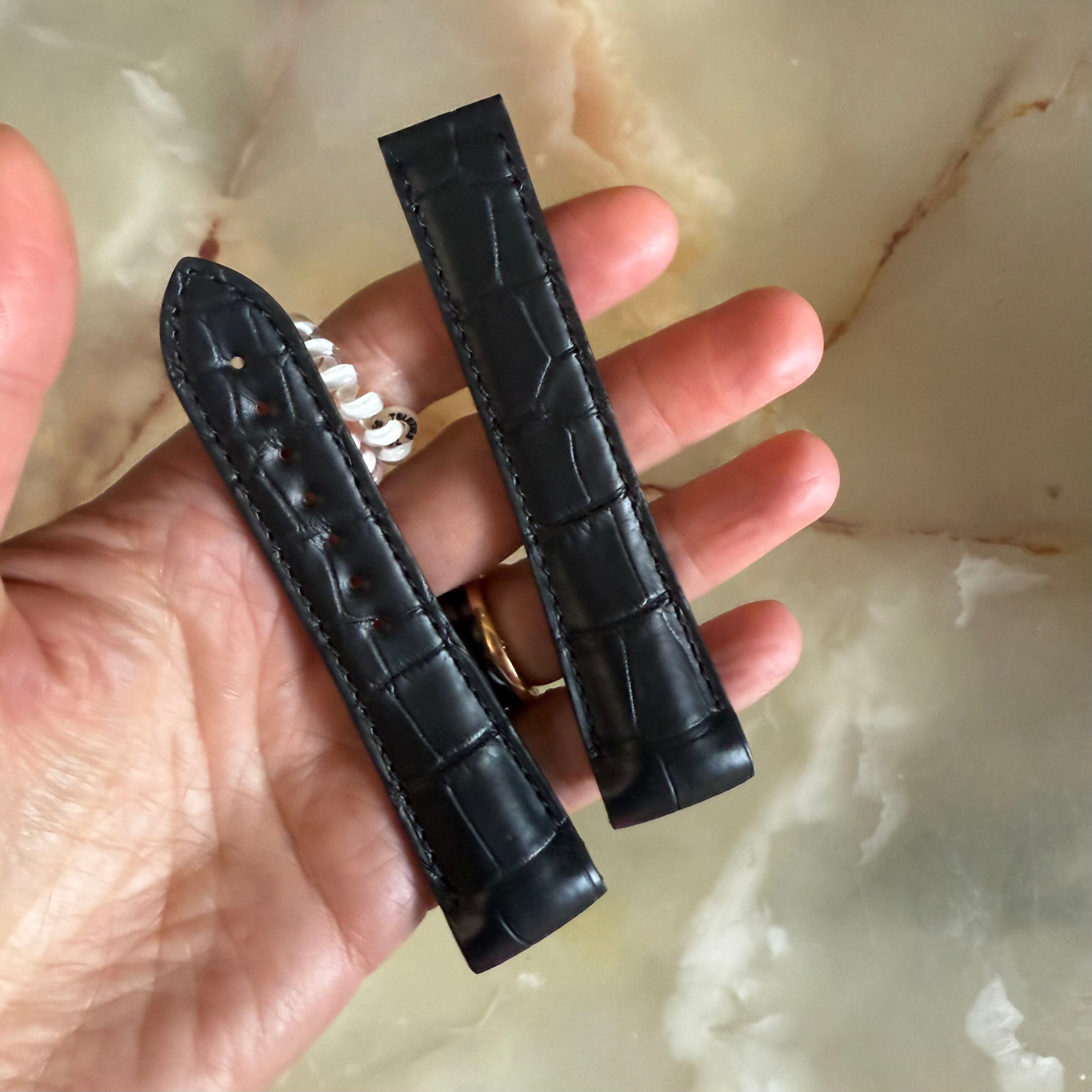 Authentic Omega Black Alligator Watch Strap Band 22mm 98000271