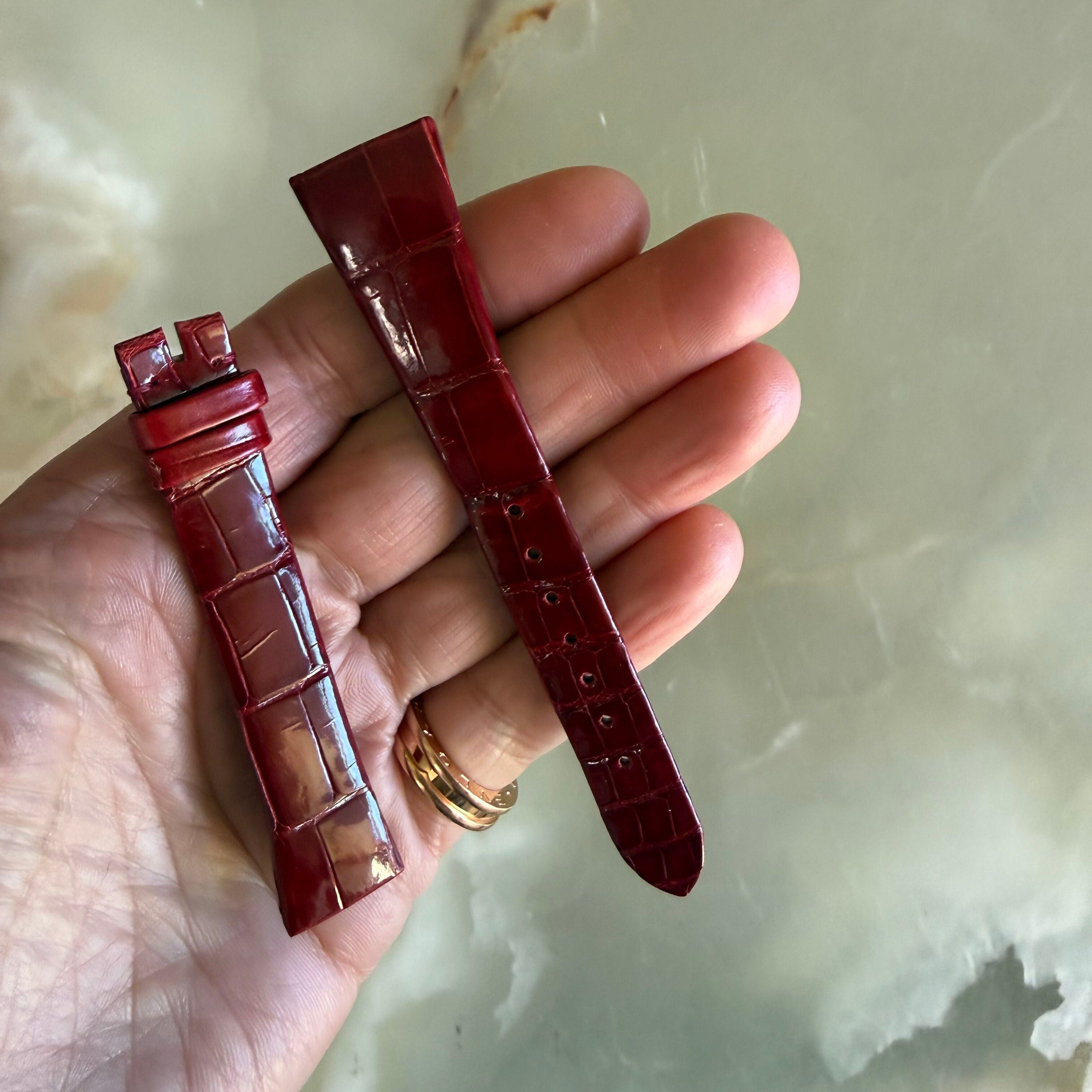 Authentic Cartier Red Alligator Quick Release Watch Strap Band 15.45mm KD2AAR03