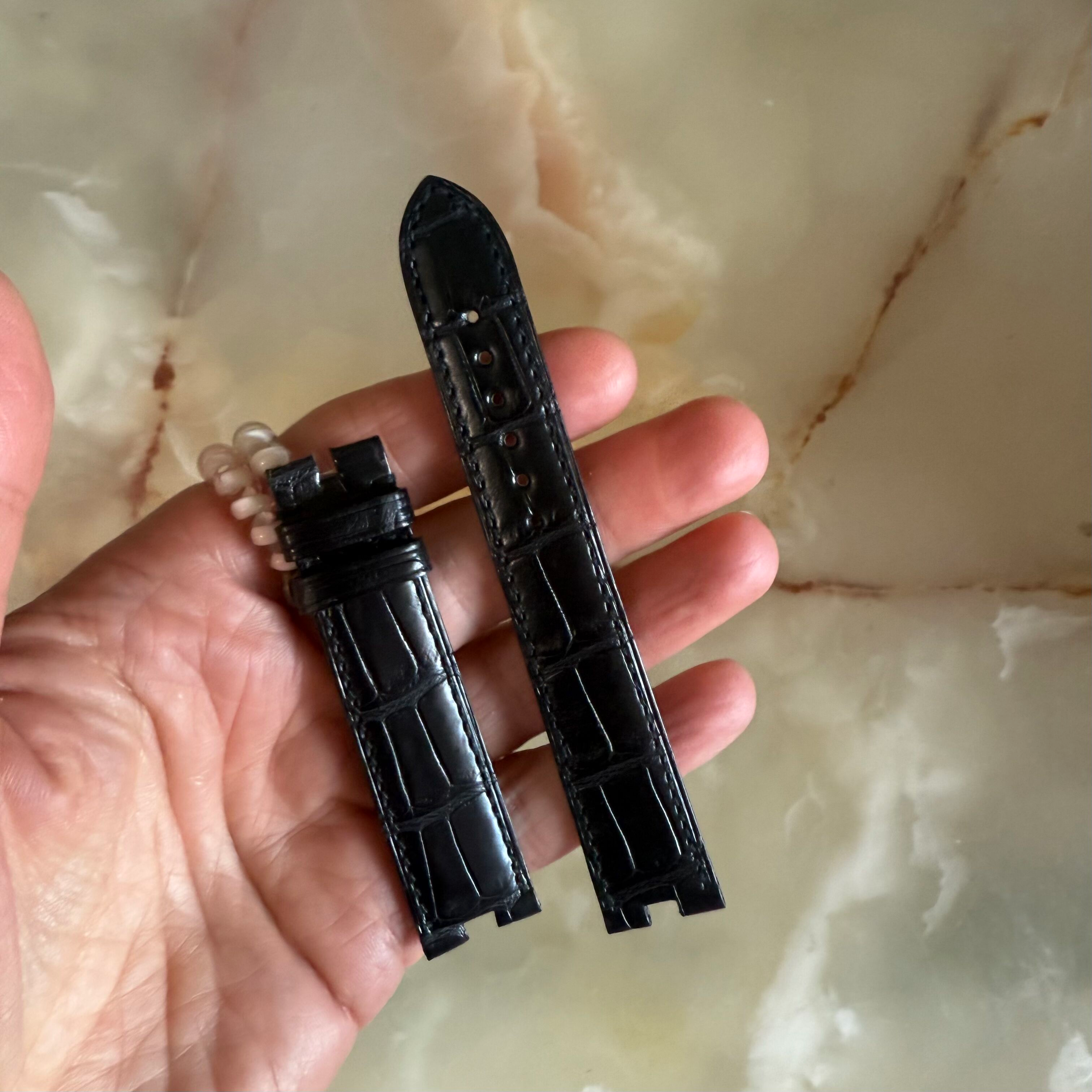 Authentic Omega Black Alligator Watch Strap Band 18mm 97251064